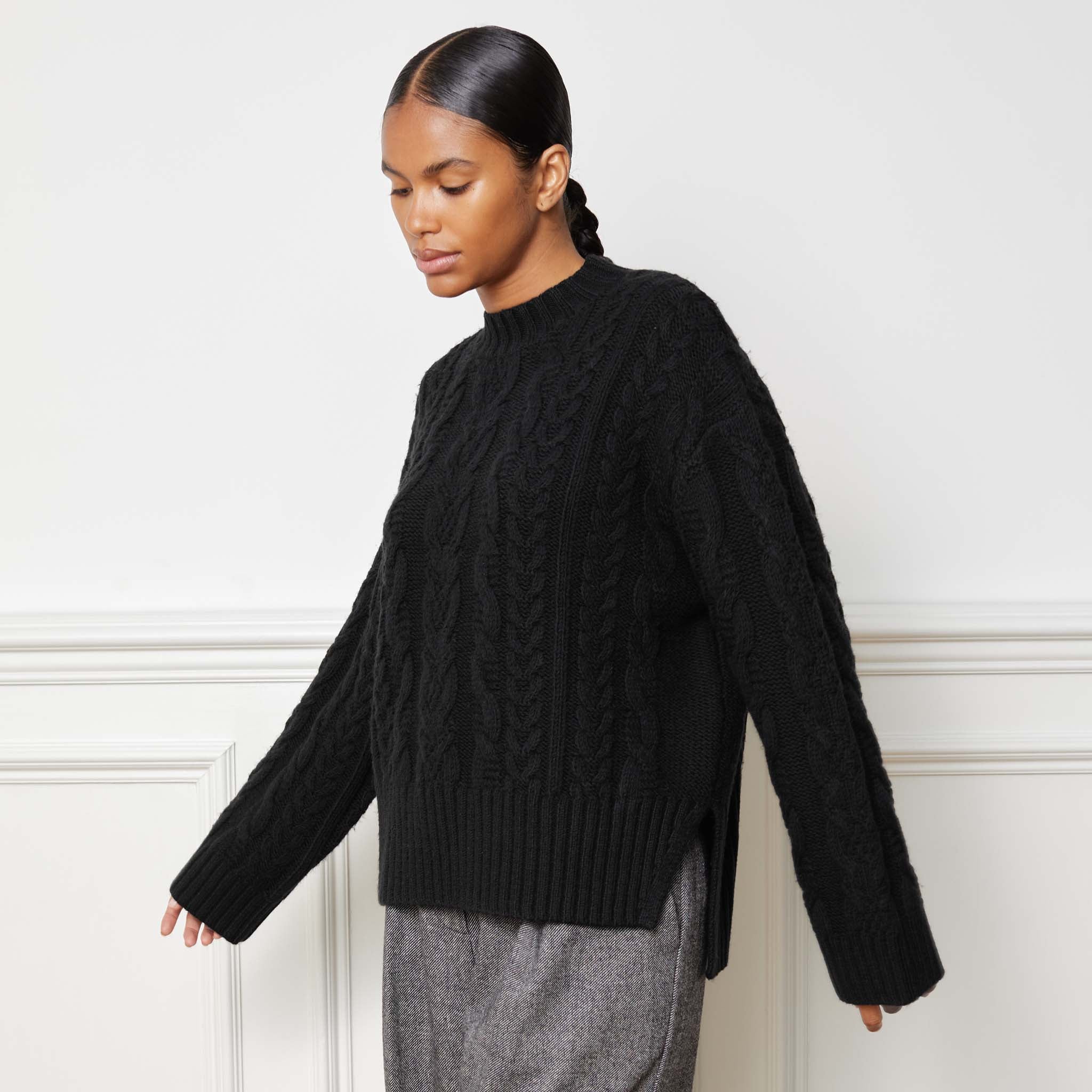 Black cable 2025 knit jumper