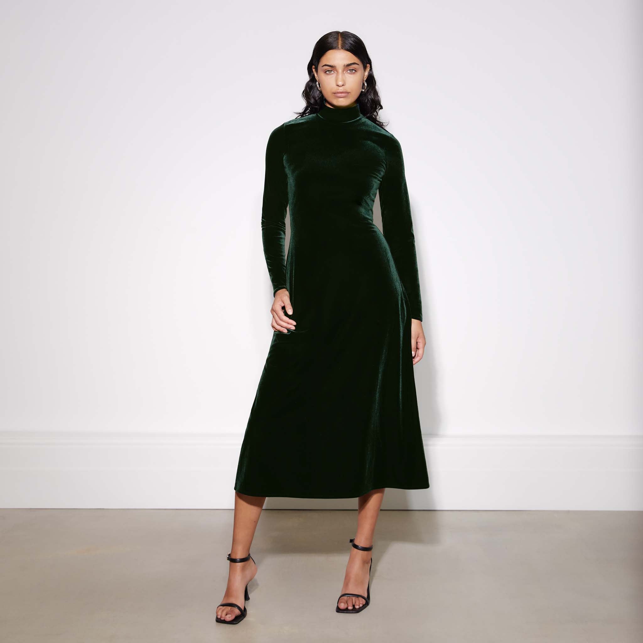 Velvet Funnel Neck Dress