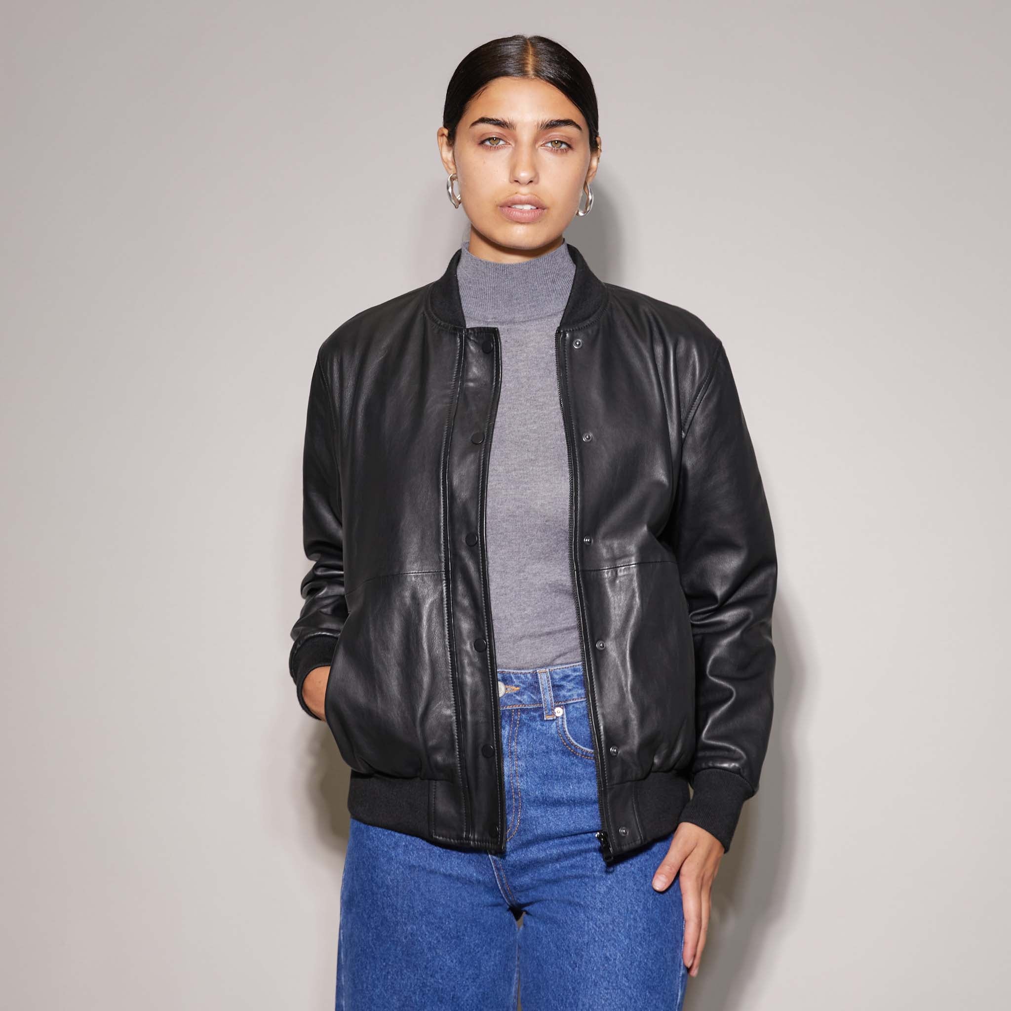 Leather Bomber Jacket Sustainable Womenswear Albaray