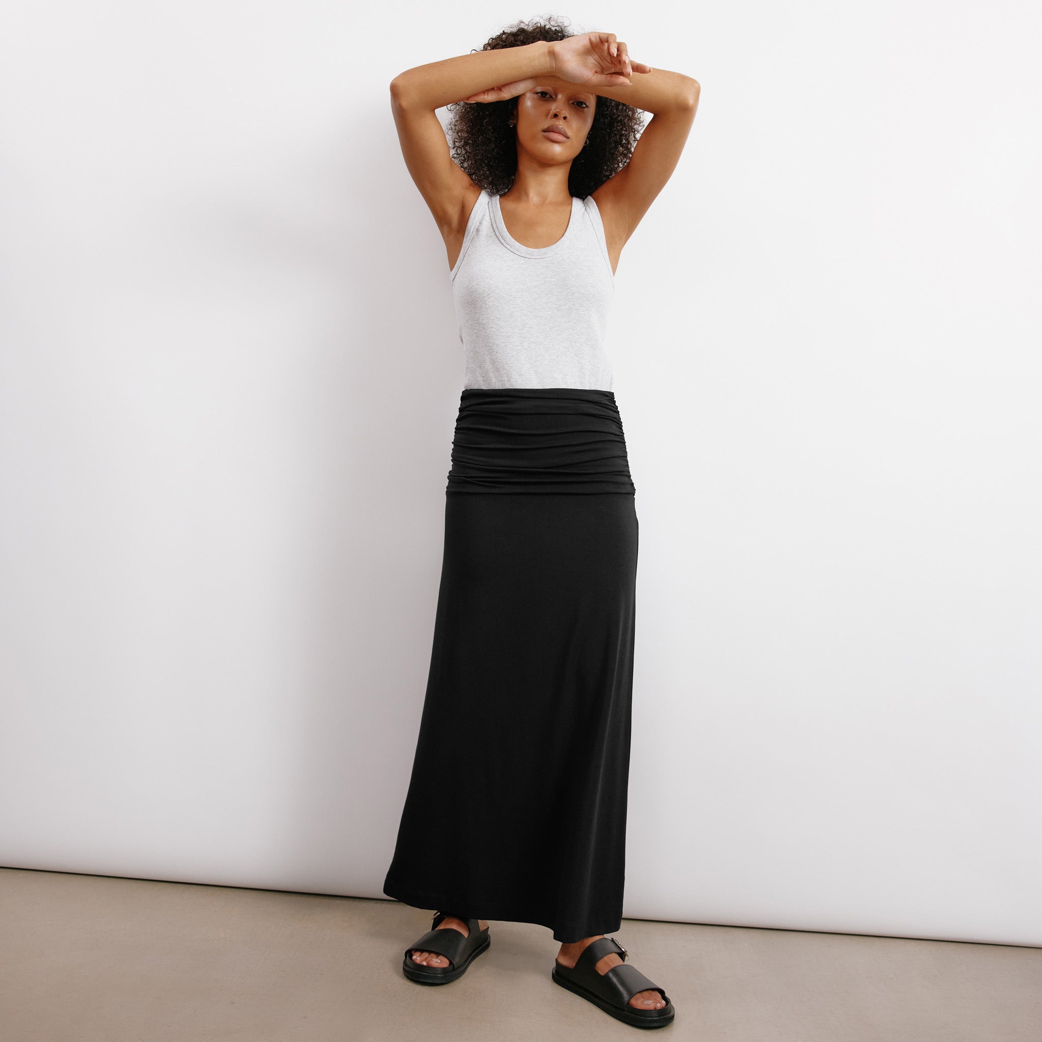 Ruched Waist Jersey Skirt Sustainable Womenswear Albaray