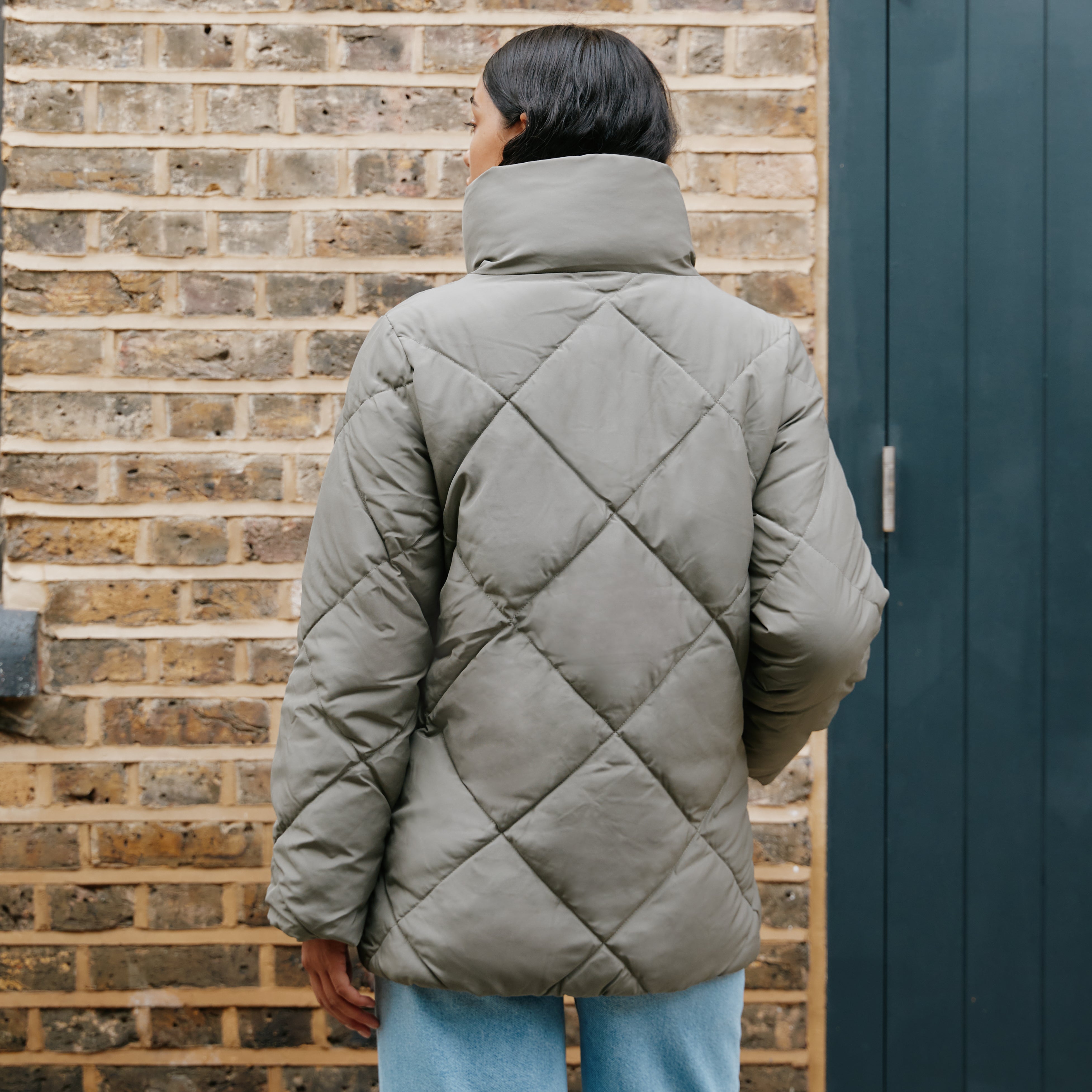 Khaki Diamond Quilt Jacket