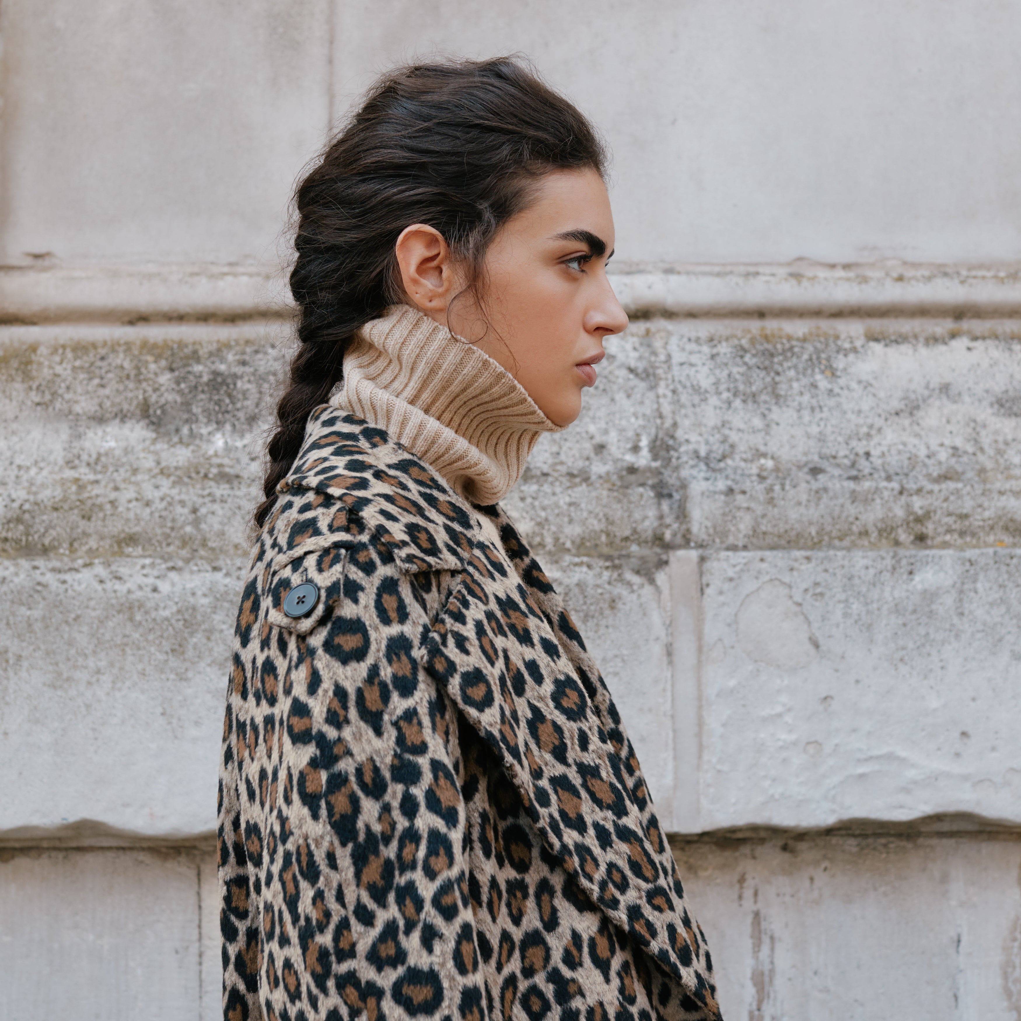 Gray leopard clearance coat