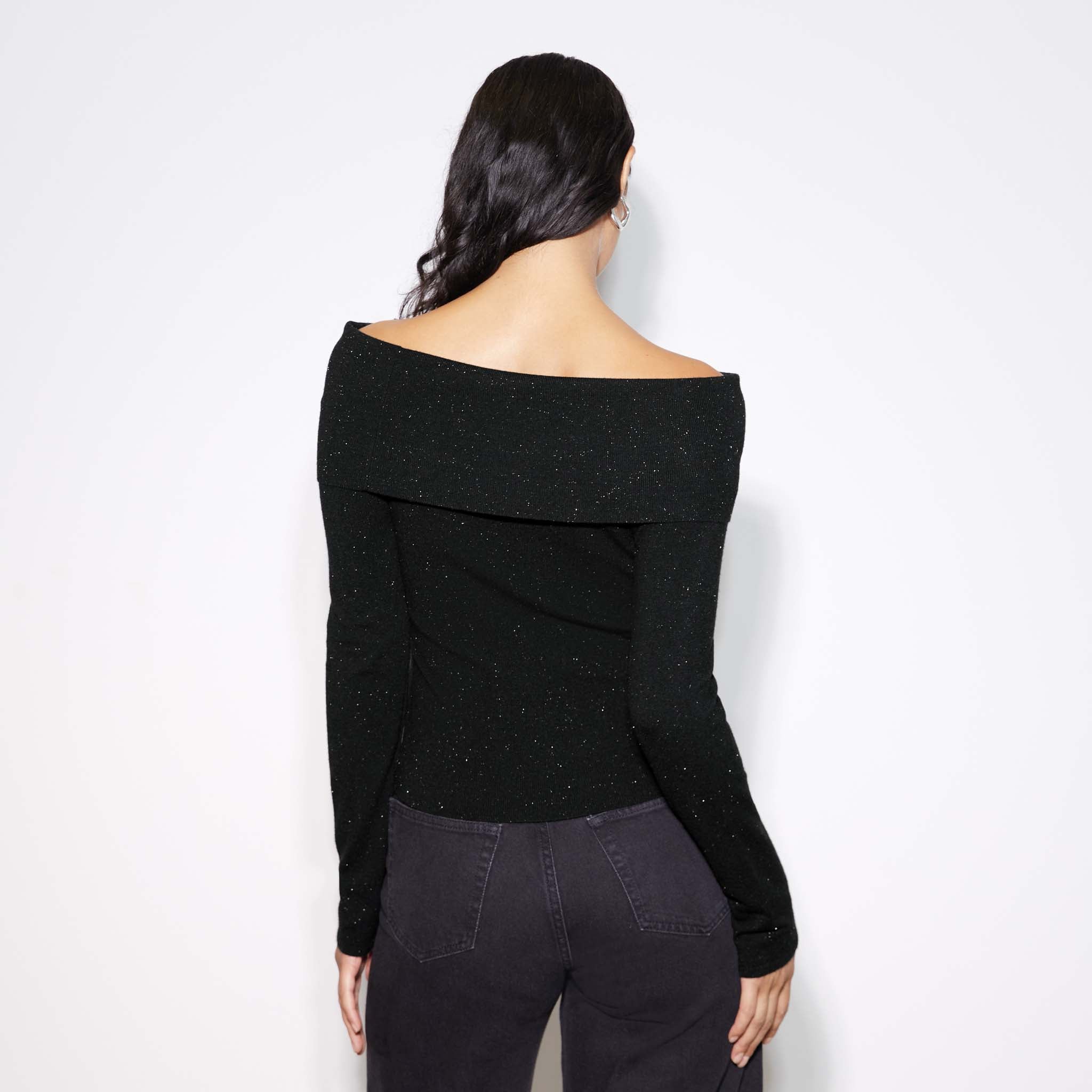 Black sparkly bardot store top