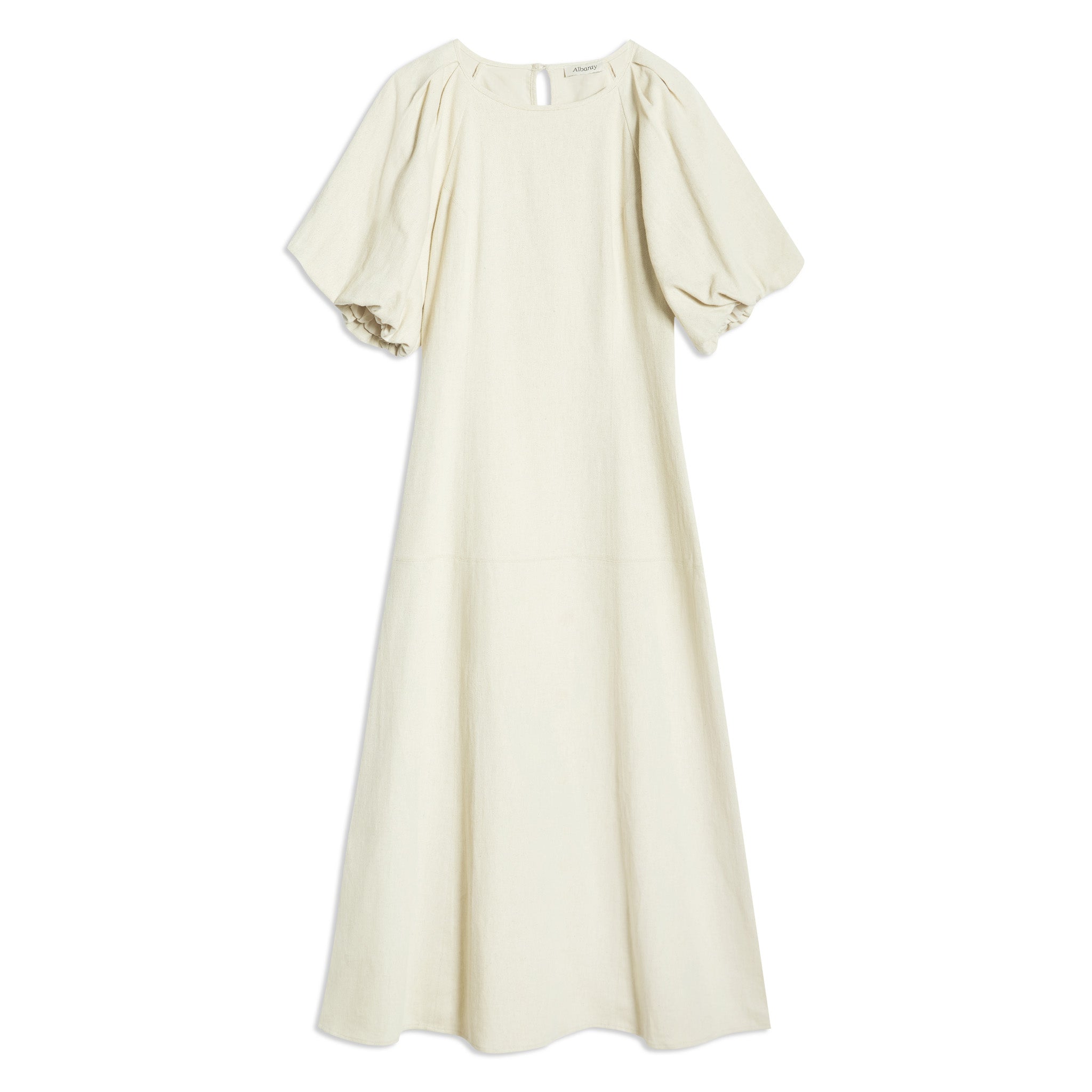 Linen Twill Puff Sleeve Dress