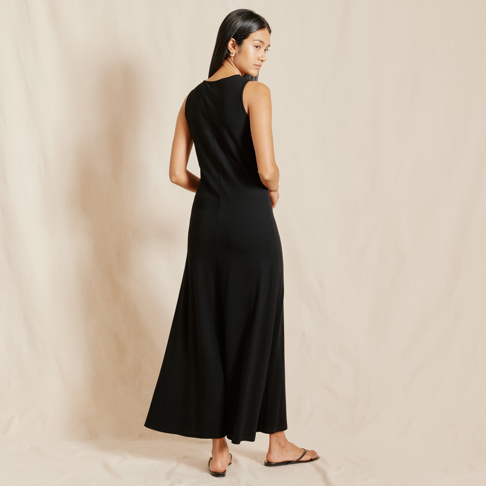 Black Jersey Racer Back Maxi Dress