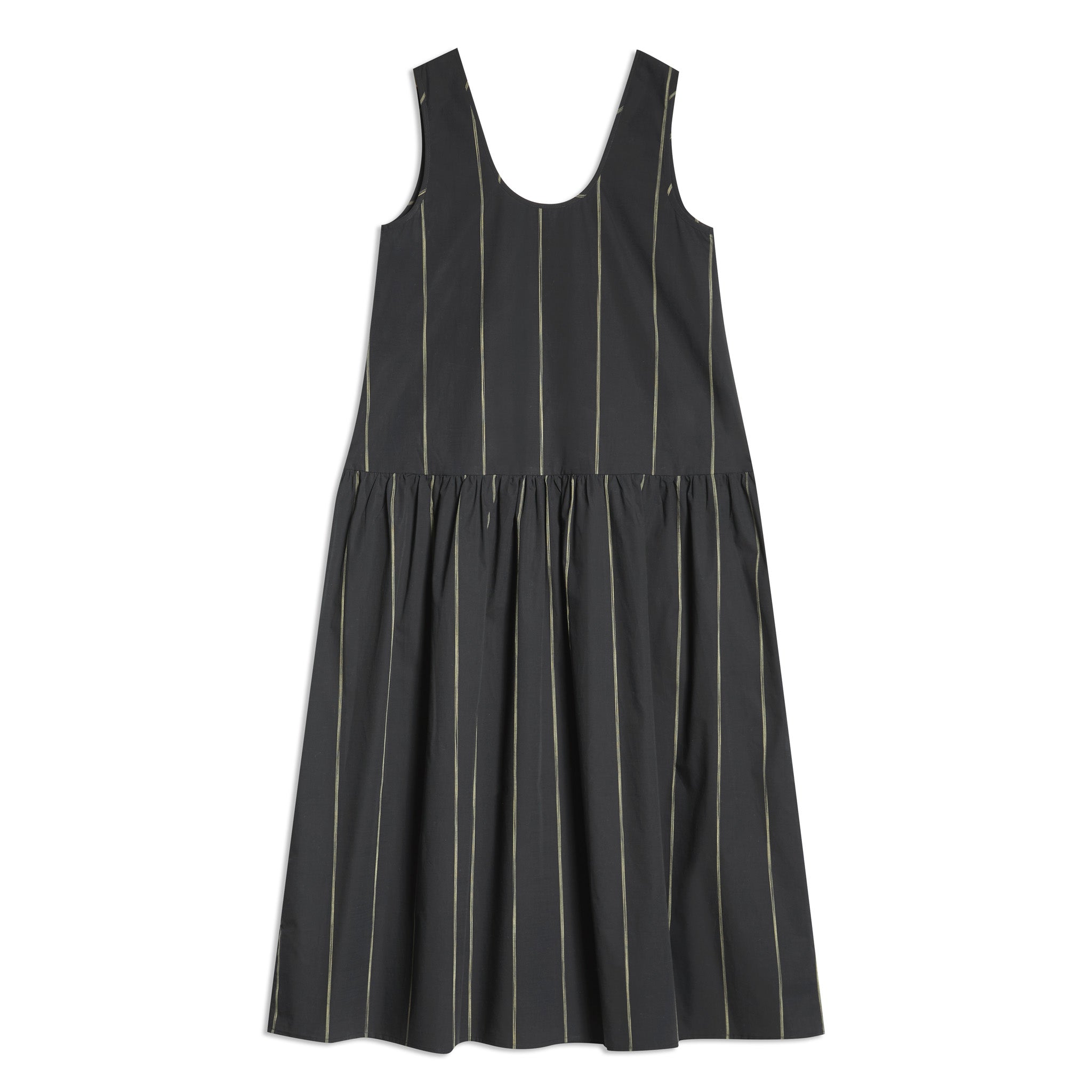 Black Cotton Stripe Dress