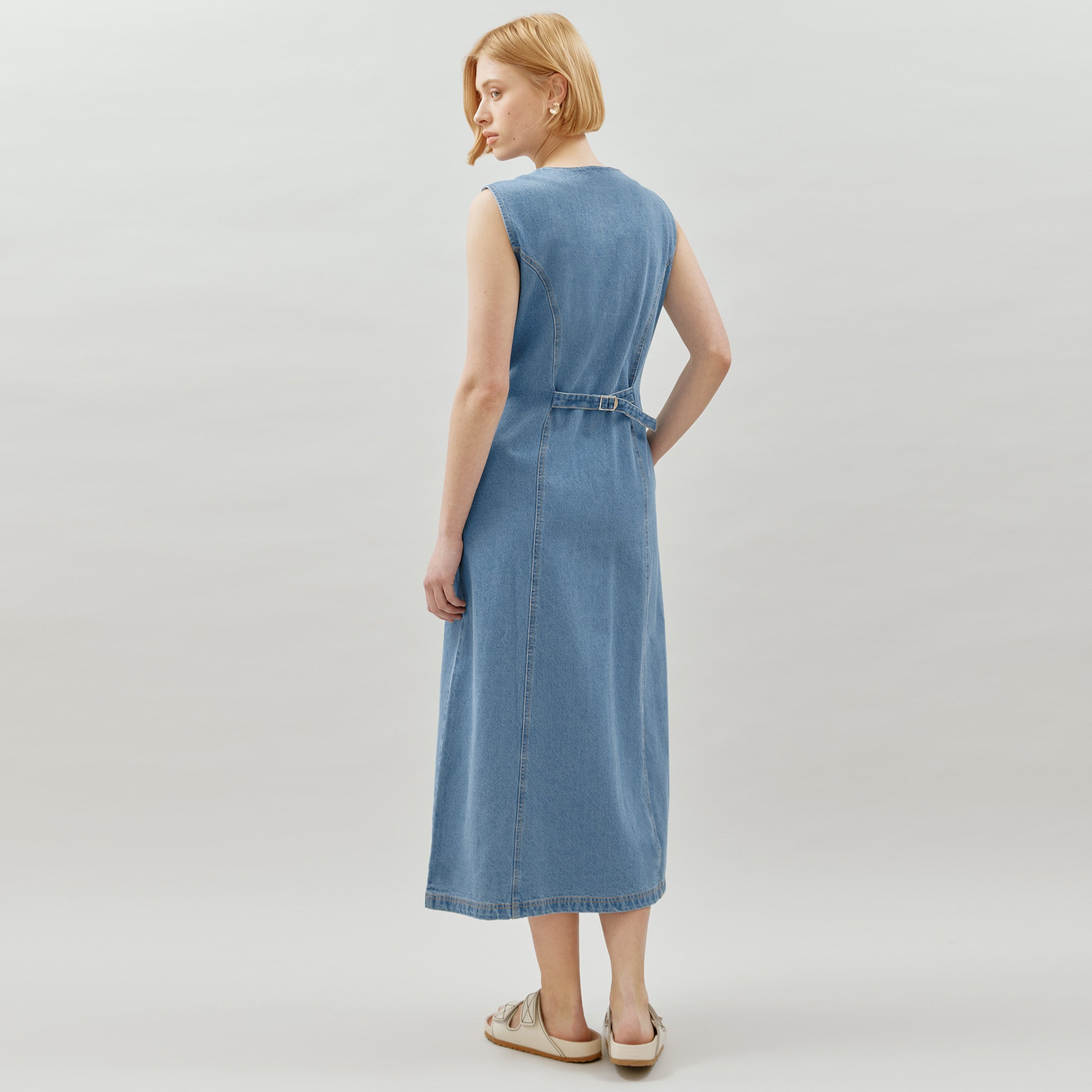 Denim Button Through Dress Sustainable Womenswear Albaray