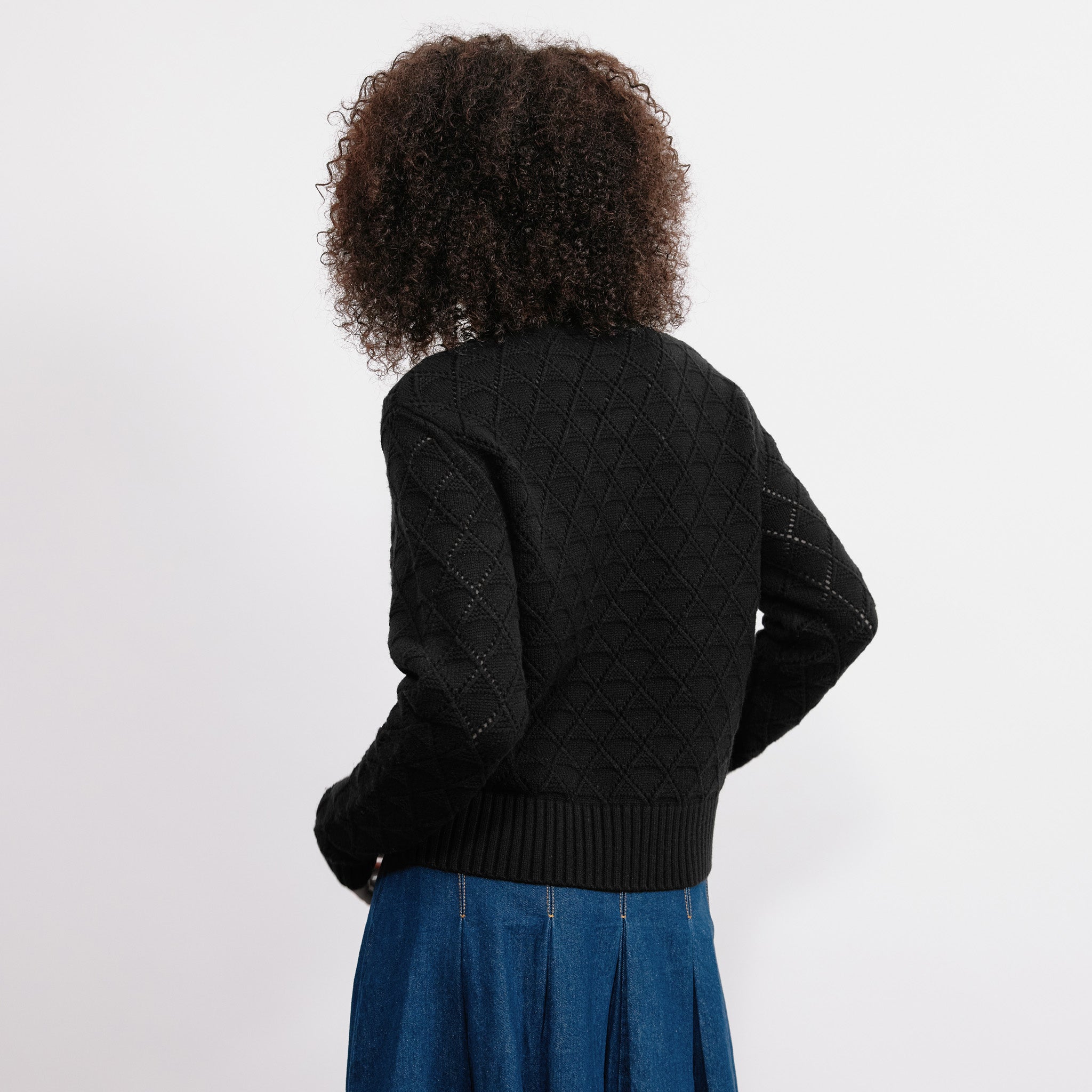 Black Pointelle Cardigan