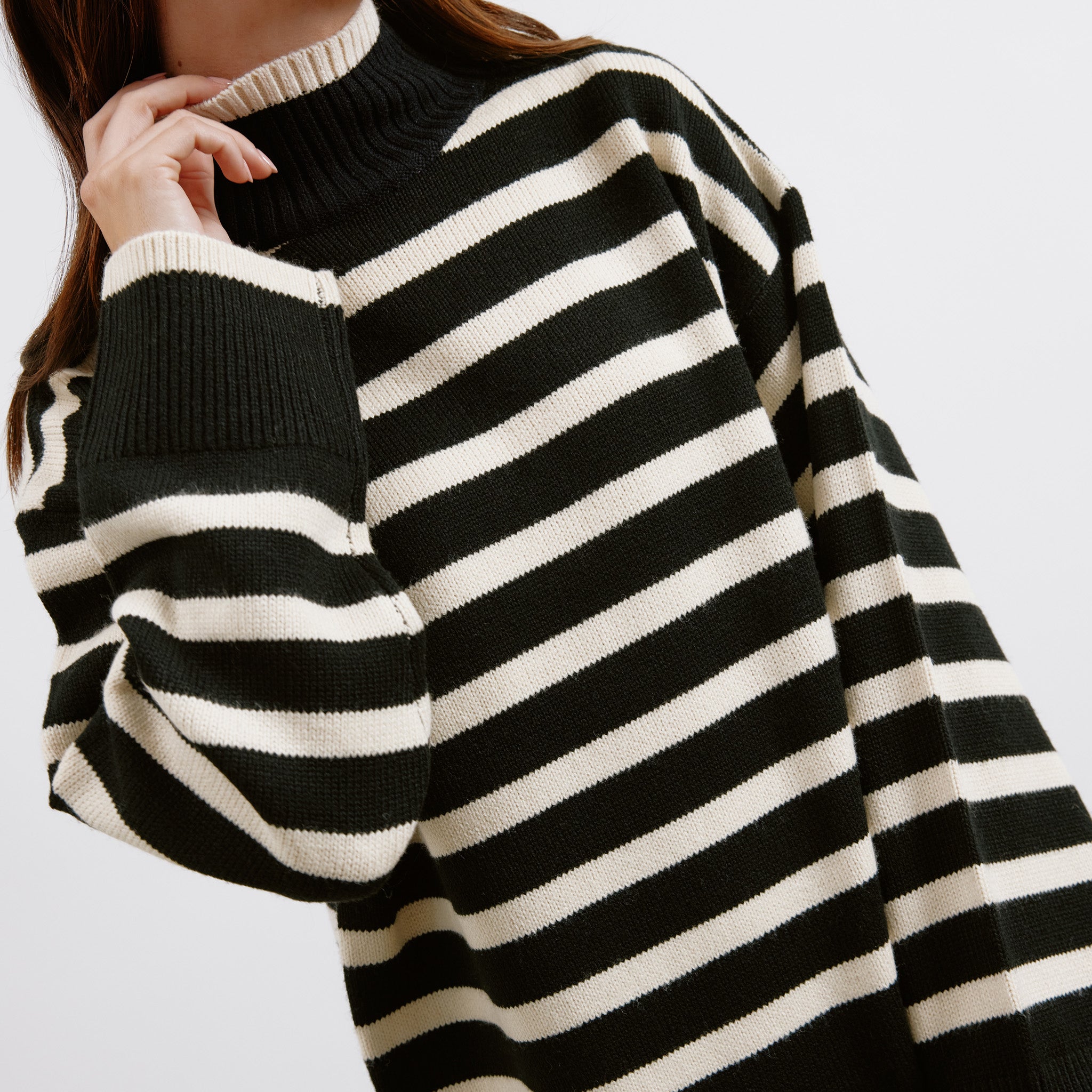 Black Stripe Turtle Neck