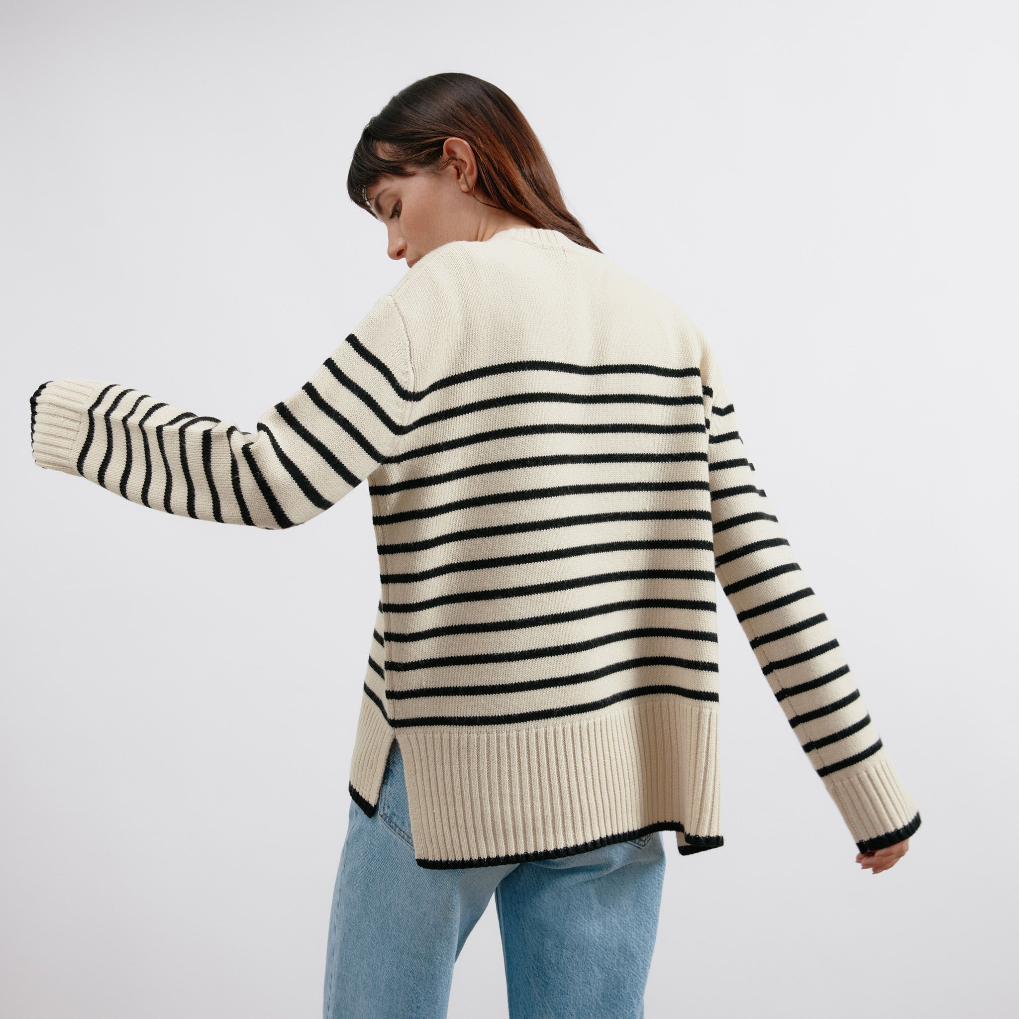 Cream Stripe Crew Jumper