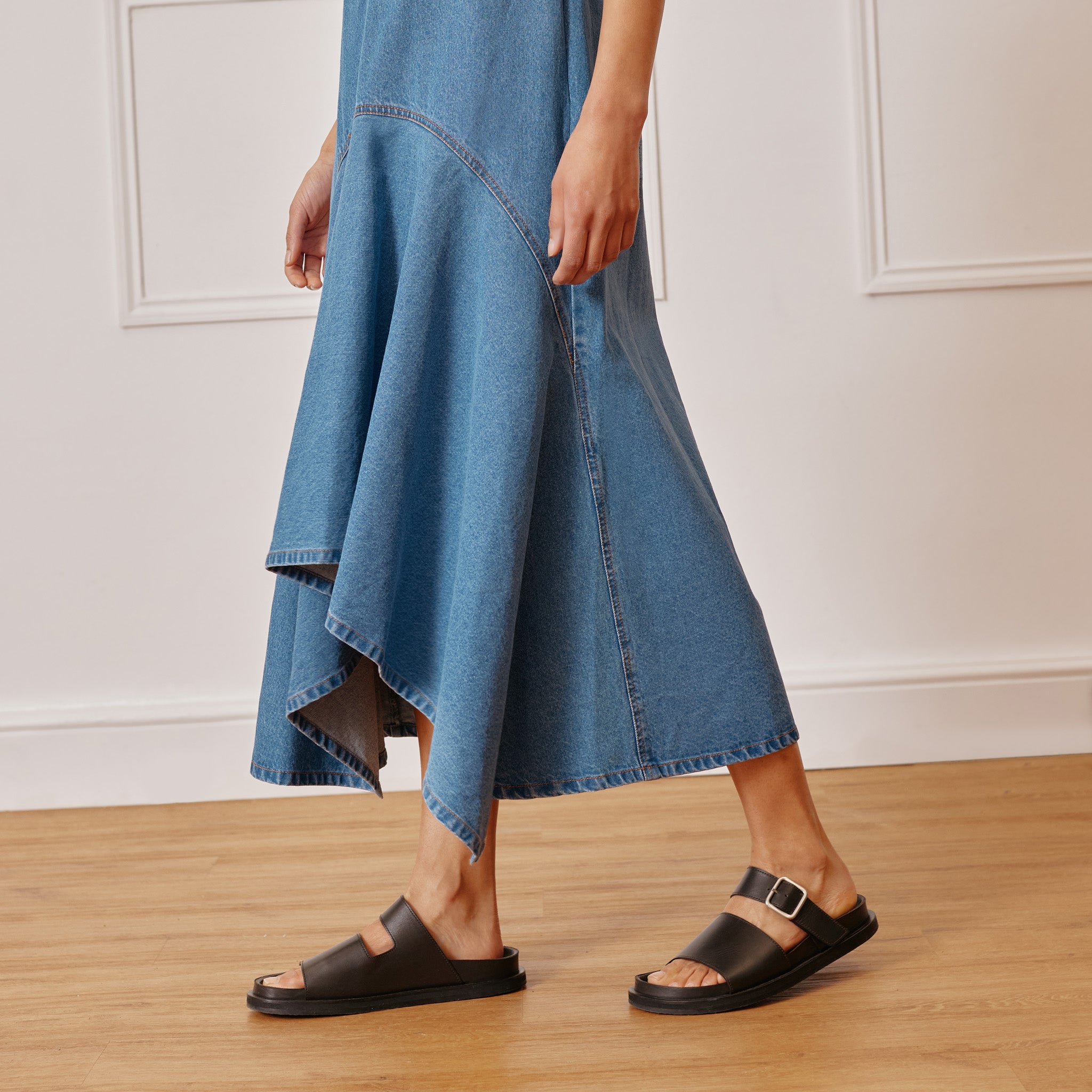 Dipped Hem Denim Dress