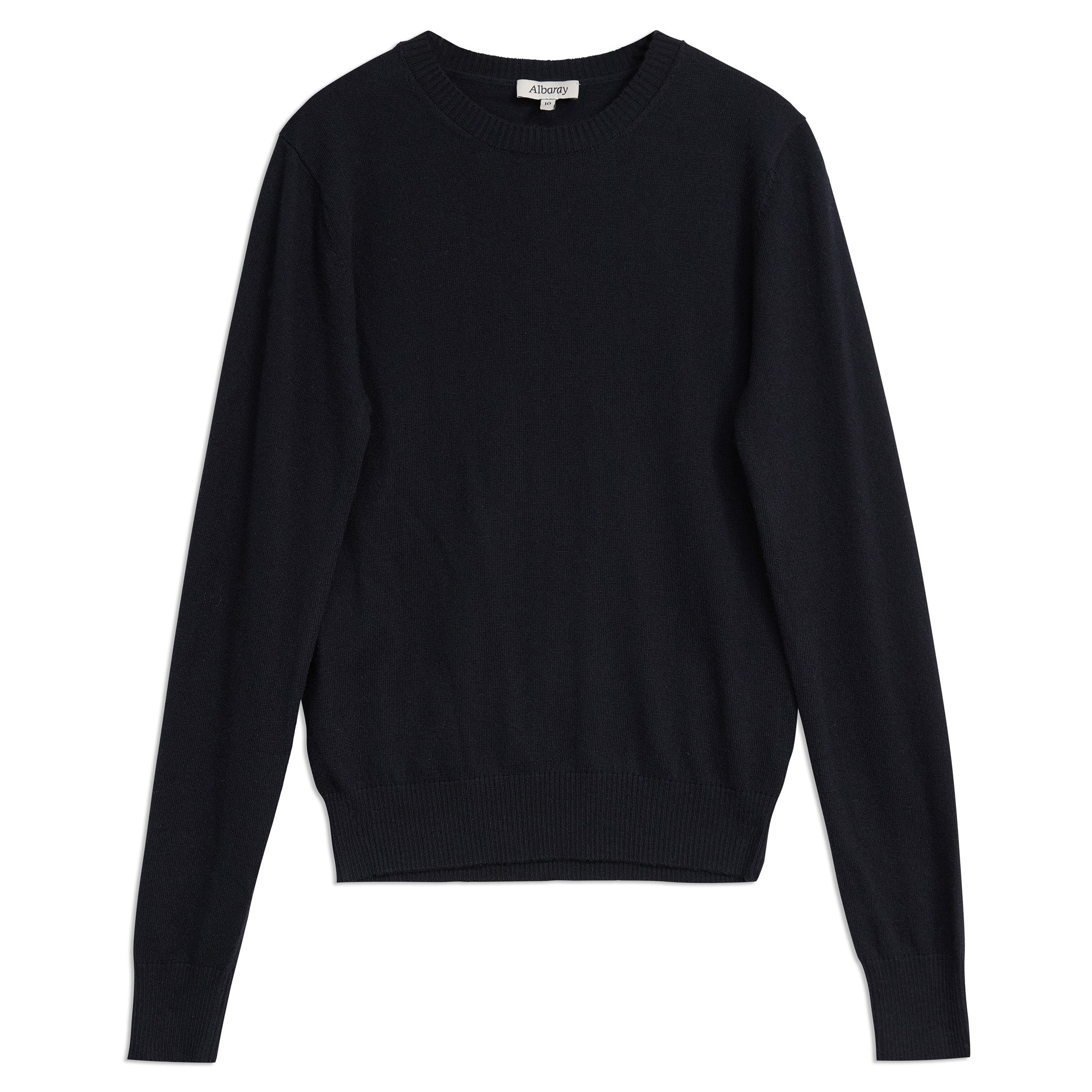 Black Cotton & Cashmere Blend Crew Neck