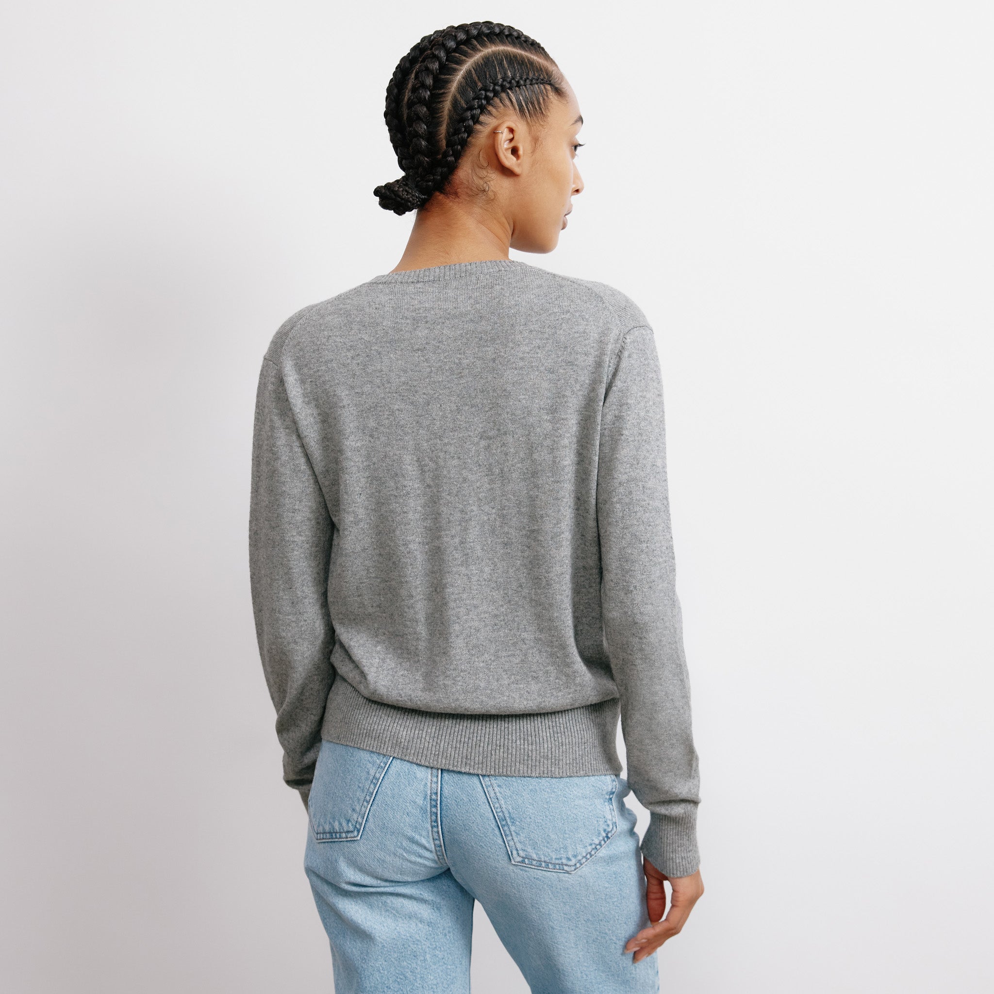 Grey Cotton & Cashmere Blend Cardigan