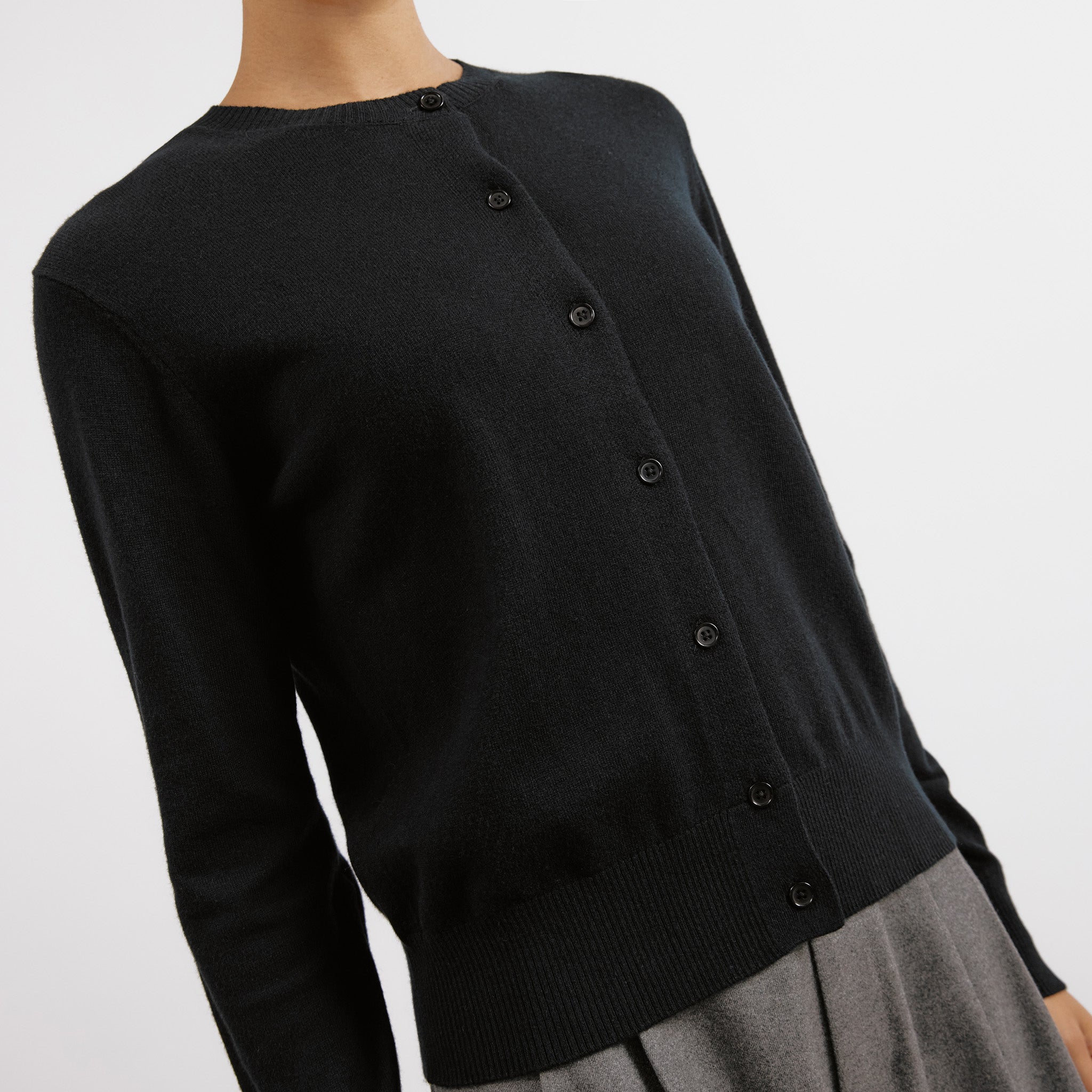 Black Cotton & Cashmere Blend Cardigan