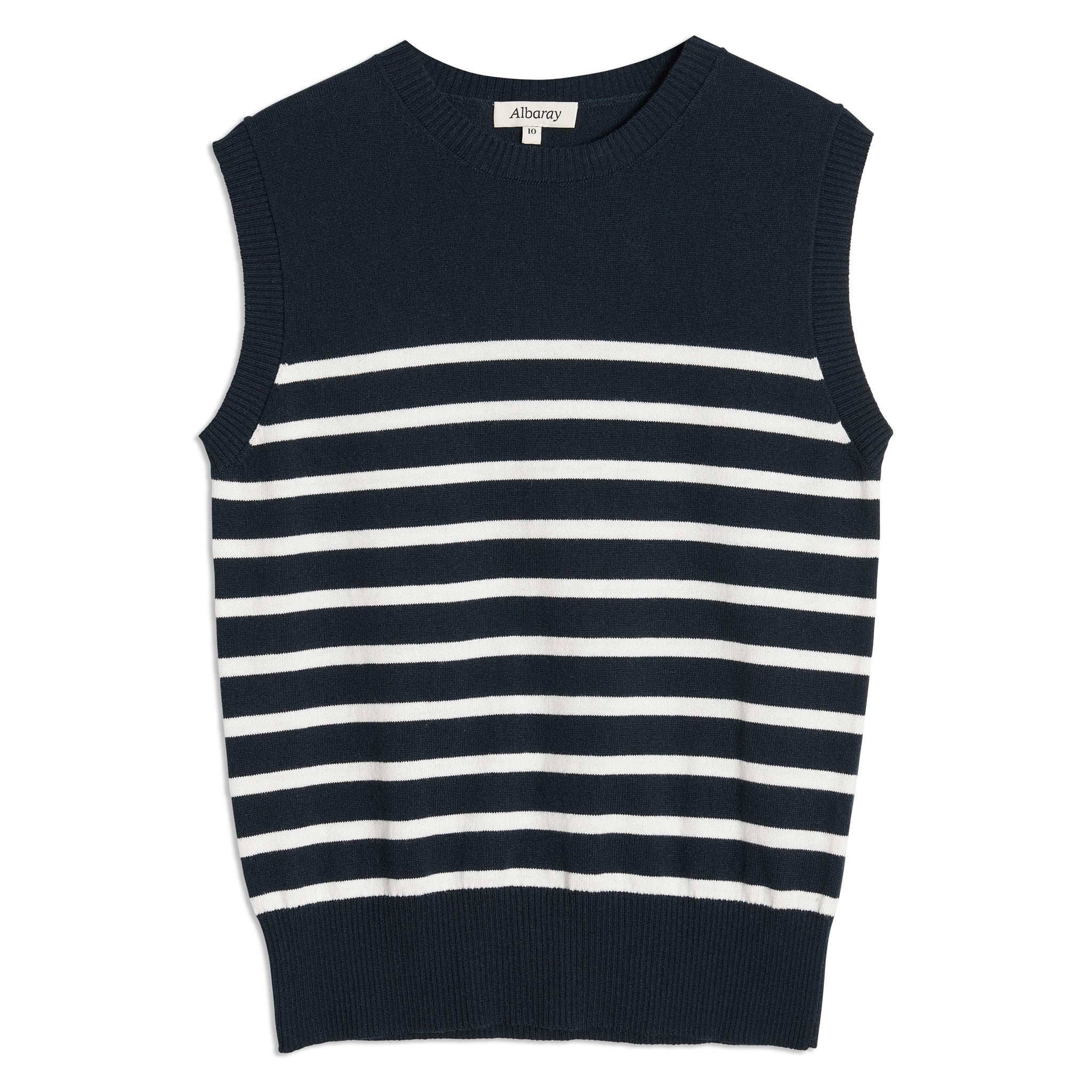 Navy and Cream Stripe Knitted Tank Top