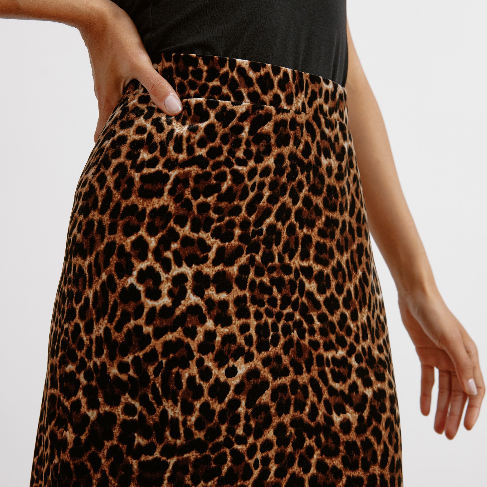 Animal Velvet Midi Skirt