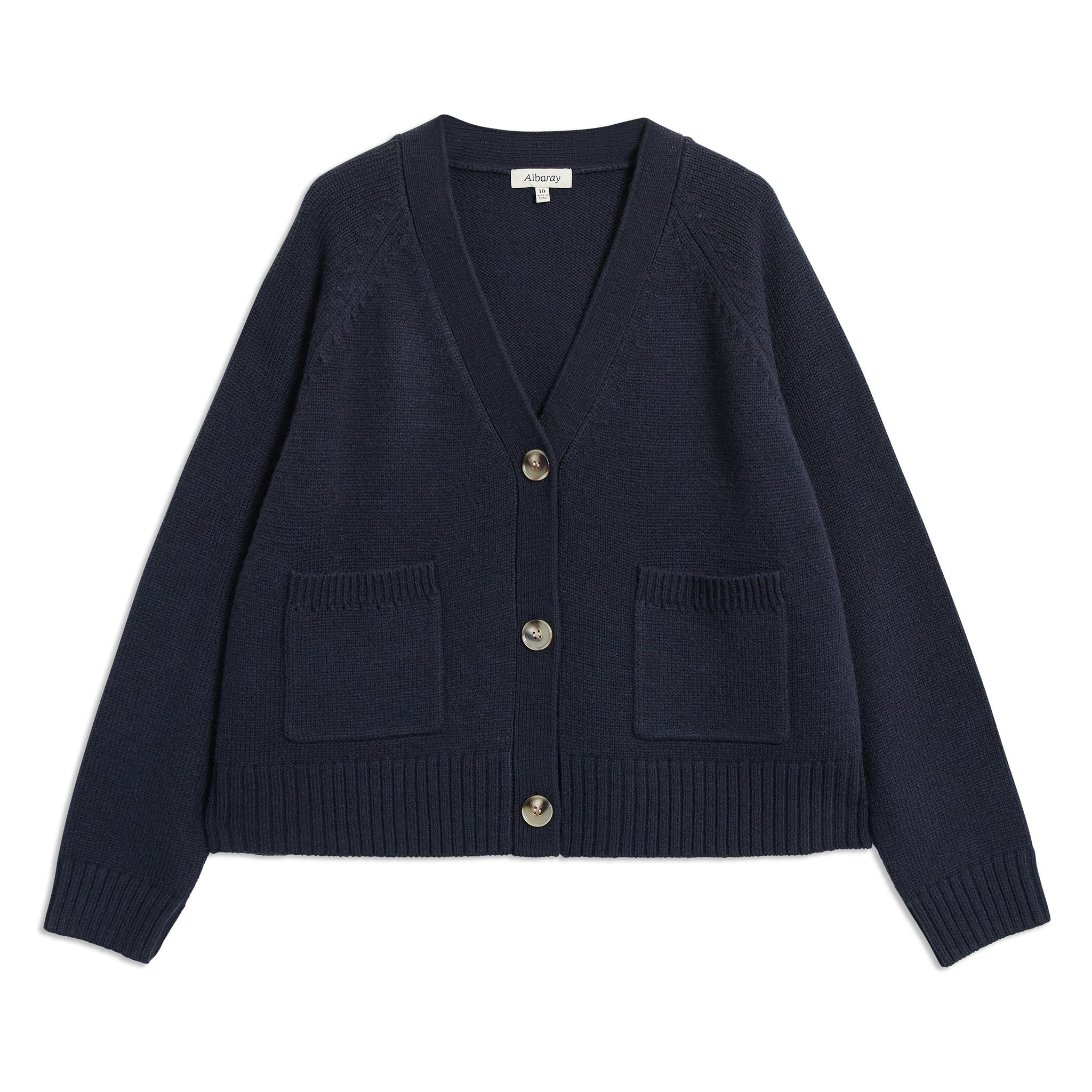 Navy Relaxed V Neck Cardigan