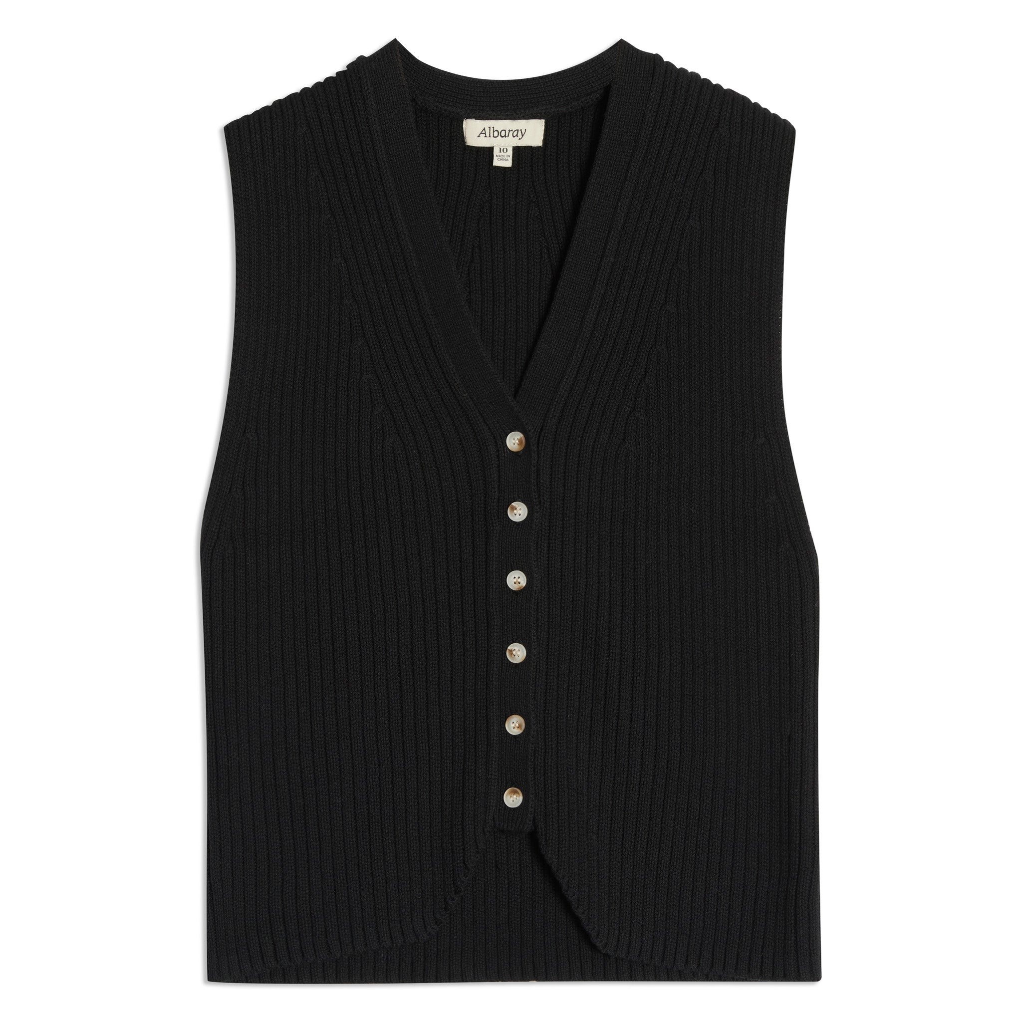 Black Knitted Rib Waistcoat