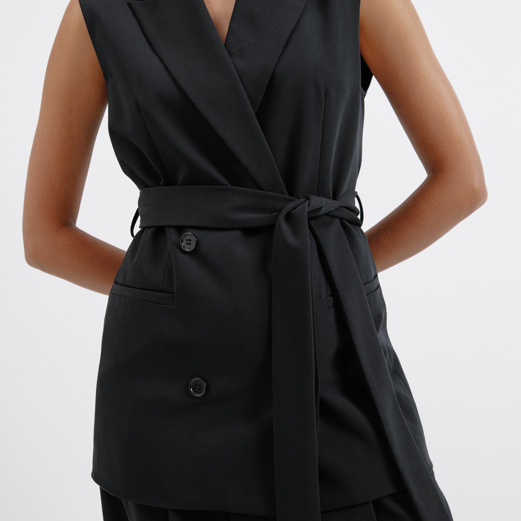 Black Tailored Sleeveless Jacket