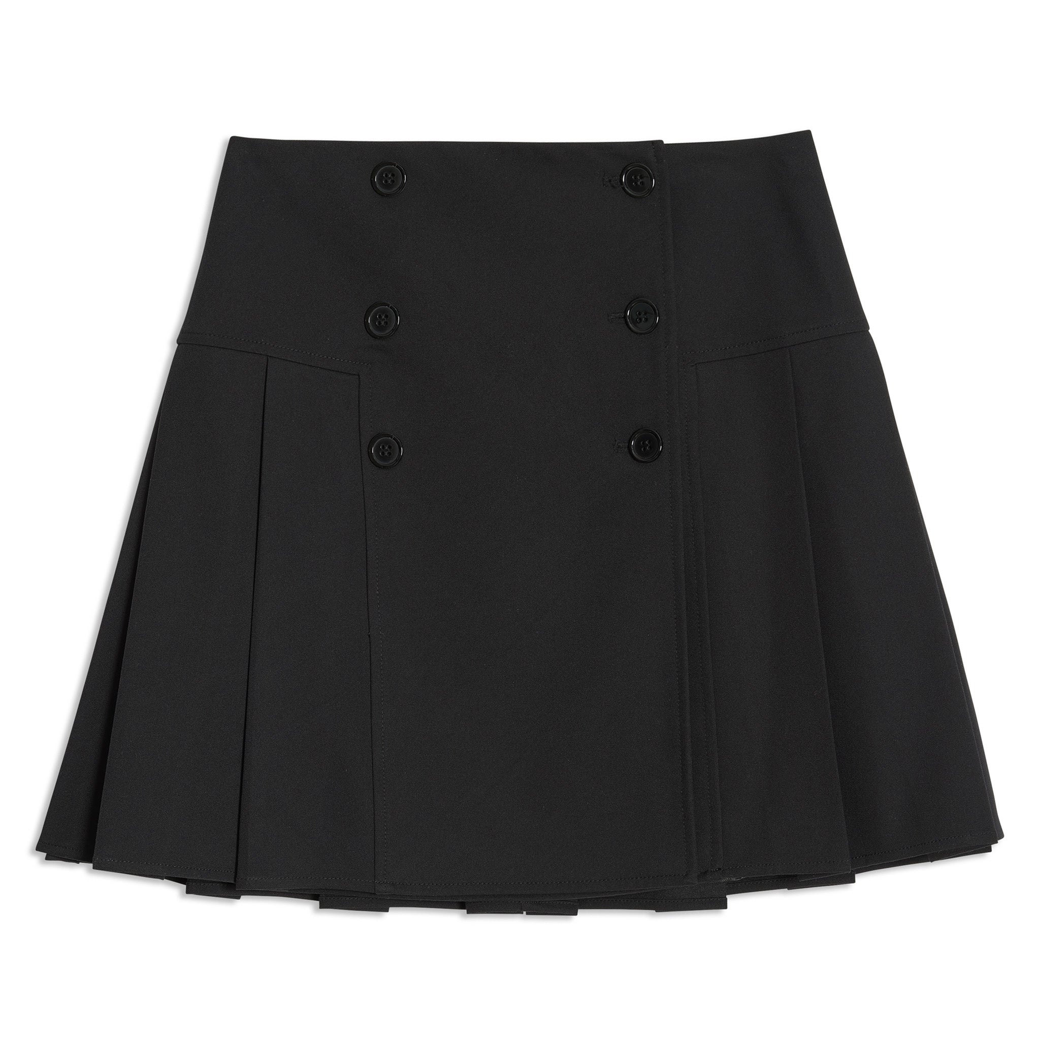 Black Tailored Pleat Mini Skirt