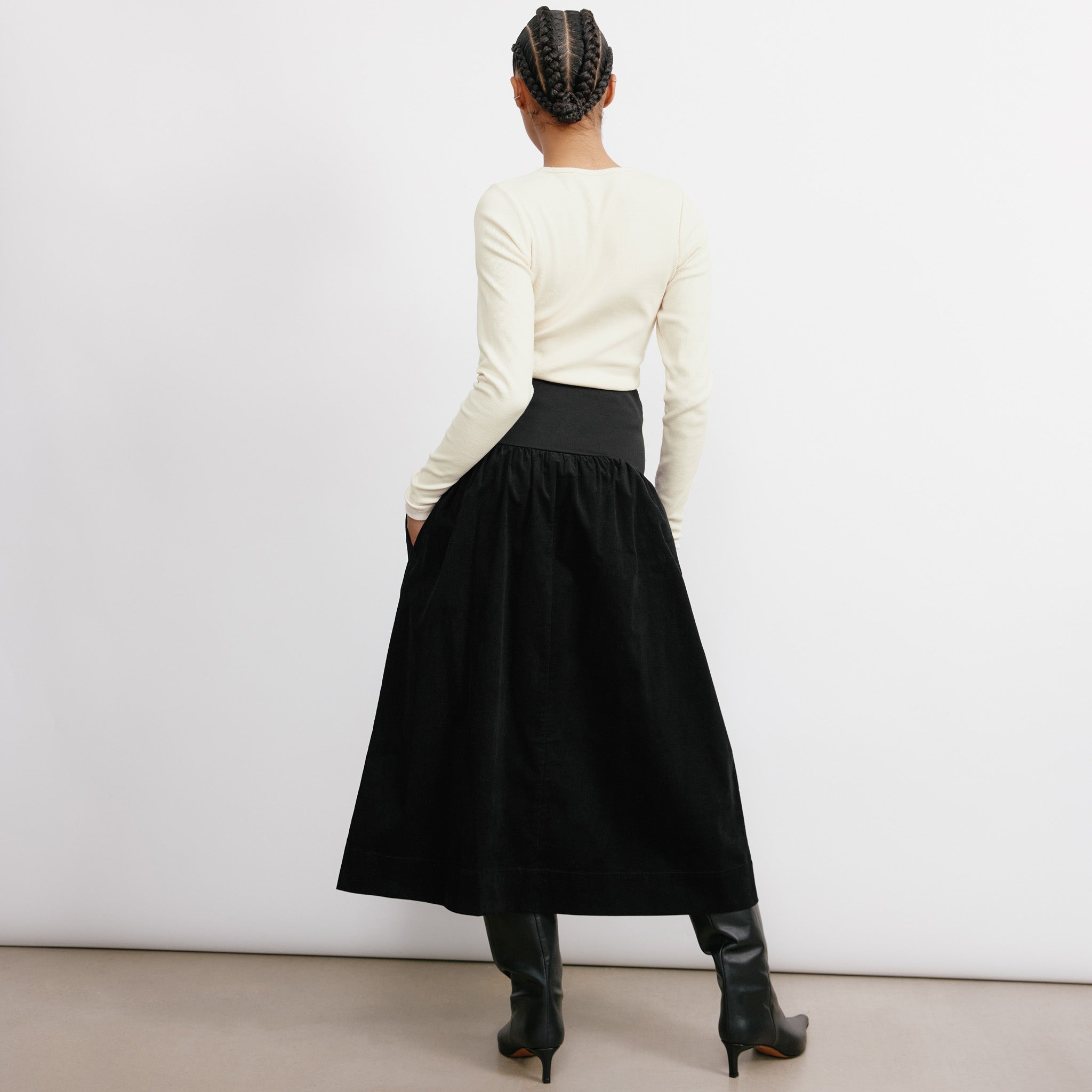 Cord & Jersey Skirt