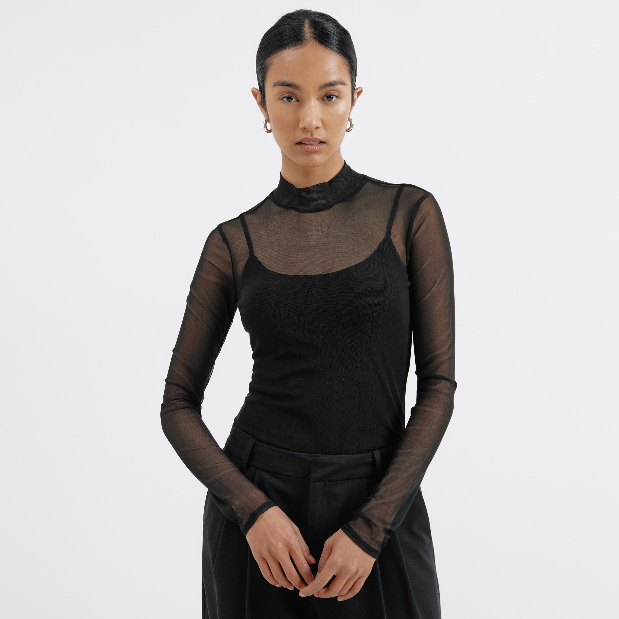 Mesh Turtle Neck Top