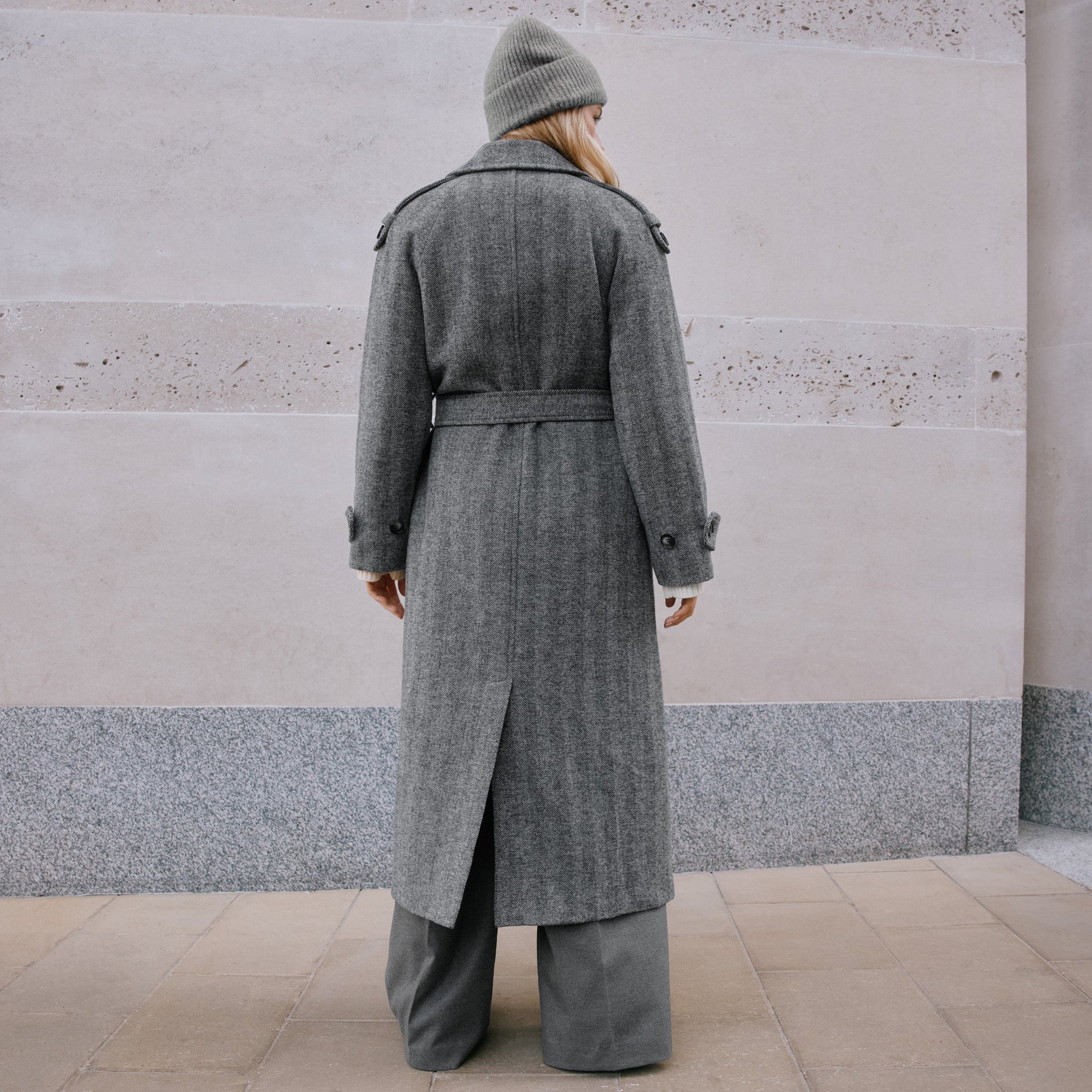 Herringbone Wool Mix Coat