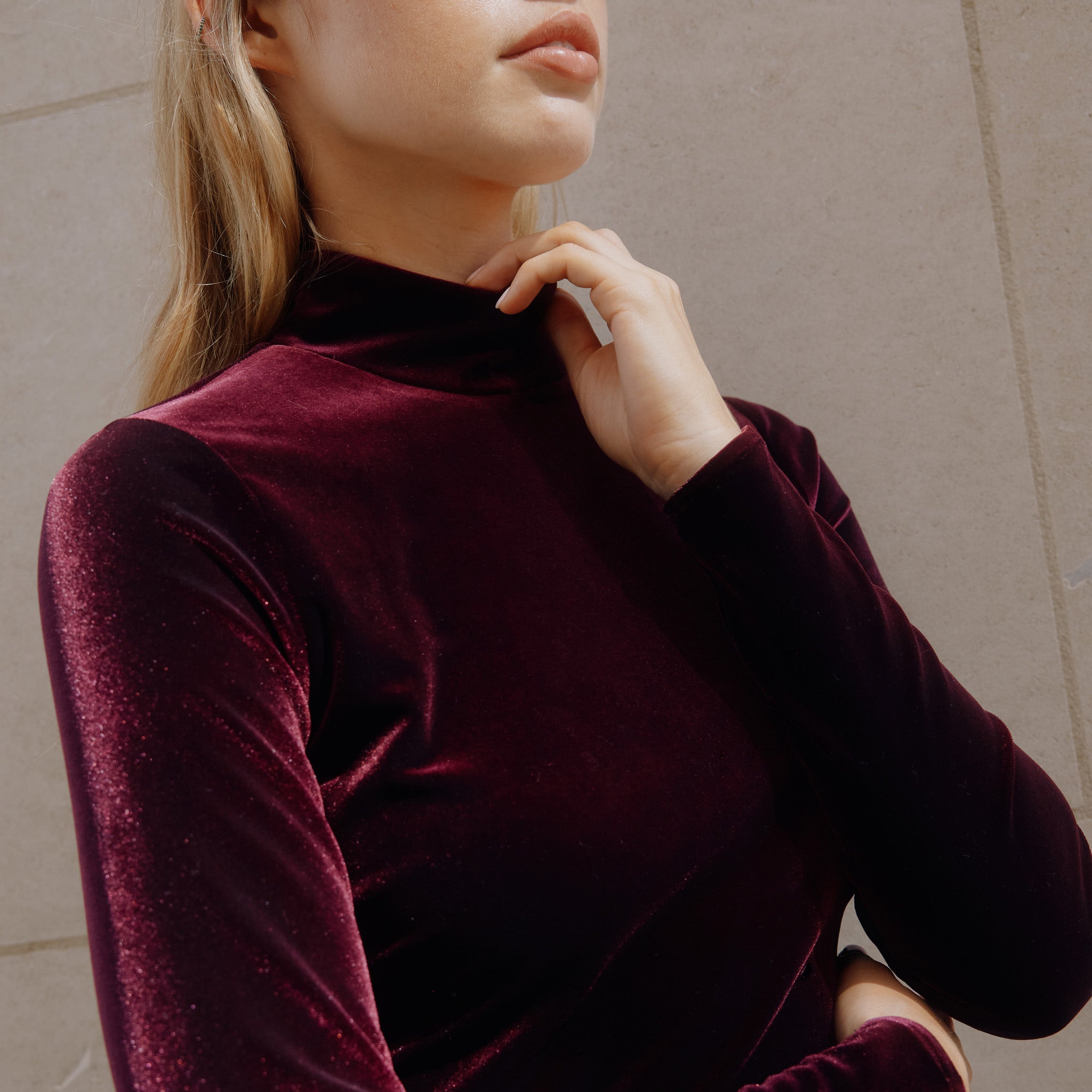 Velvet Funnel Neck Dress