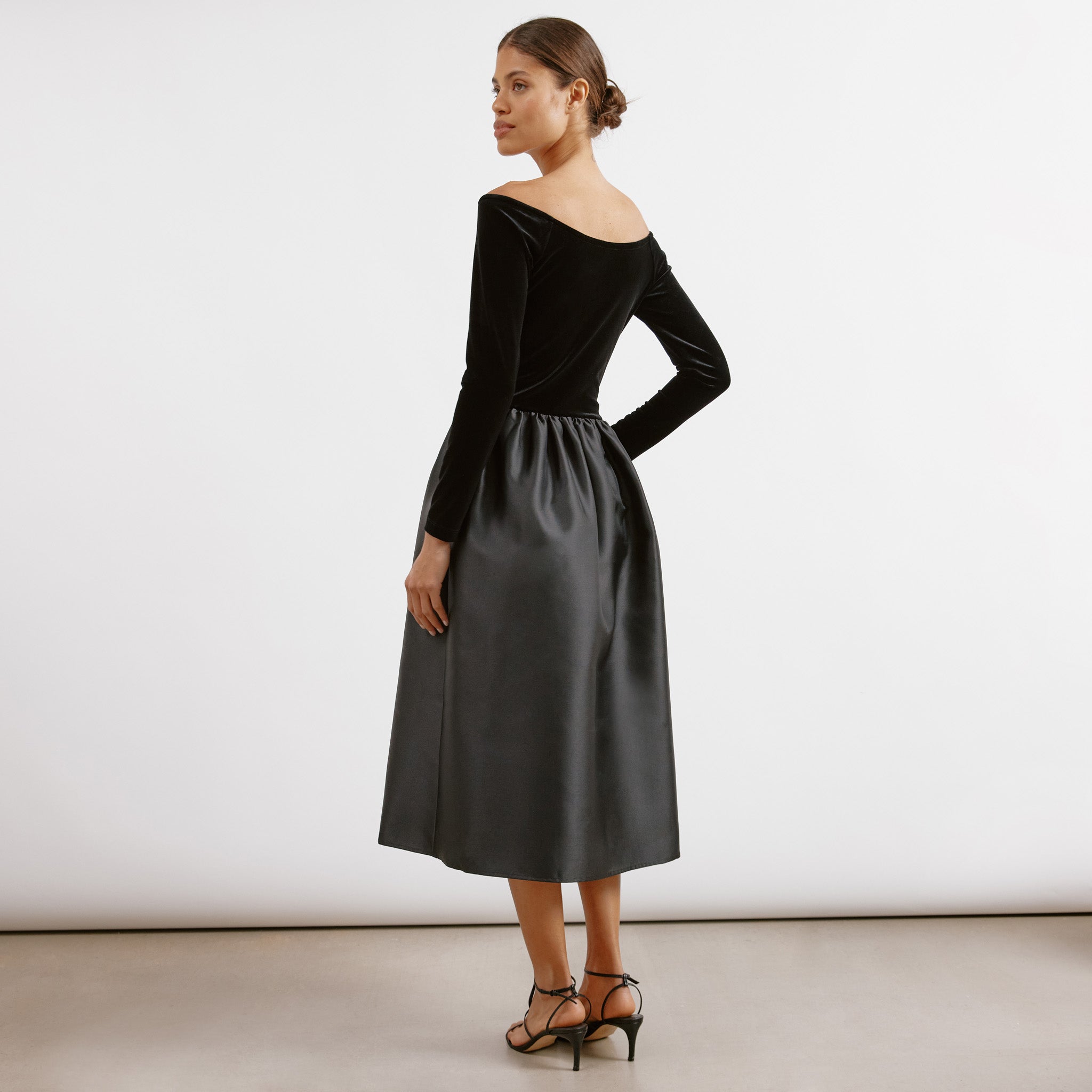 Velvet & Taffeta Midi Dress