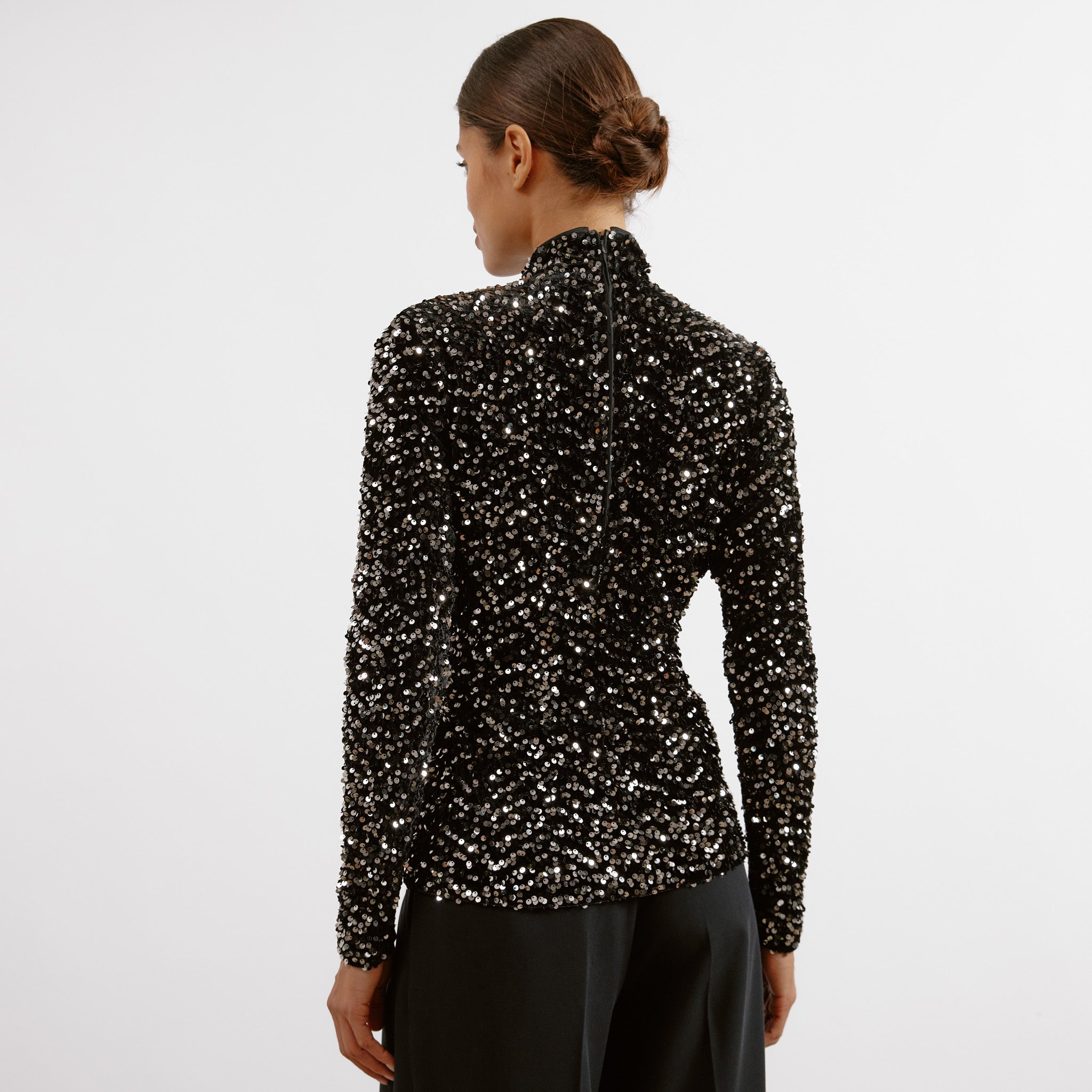 Velvet Sequin Turtle Neck Top