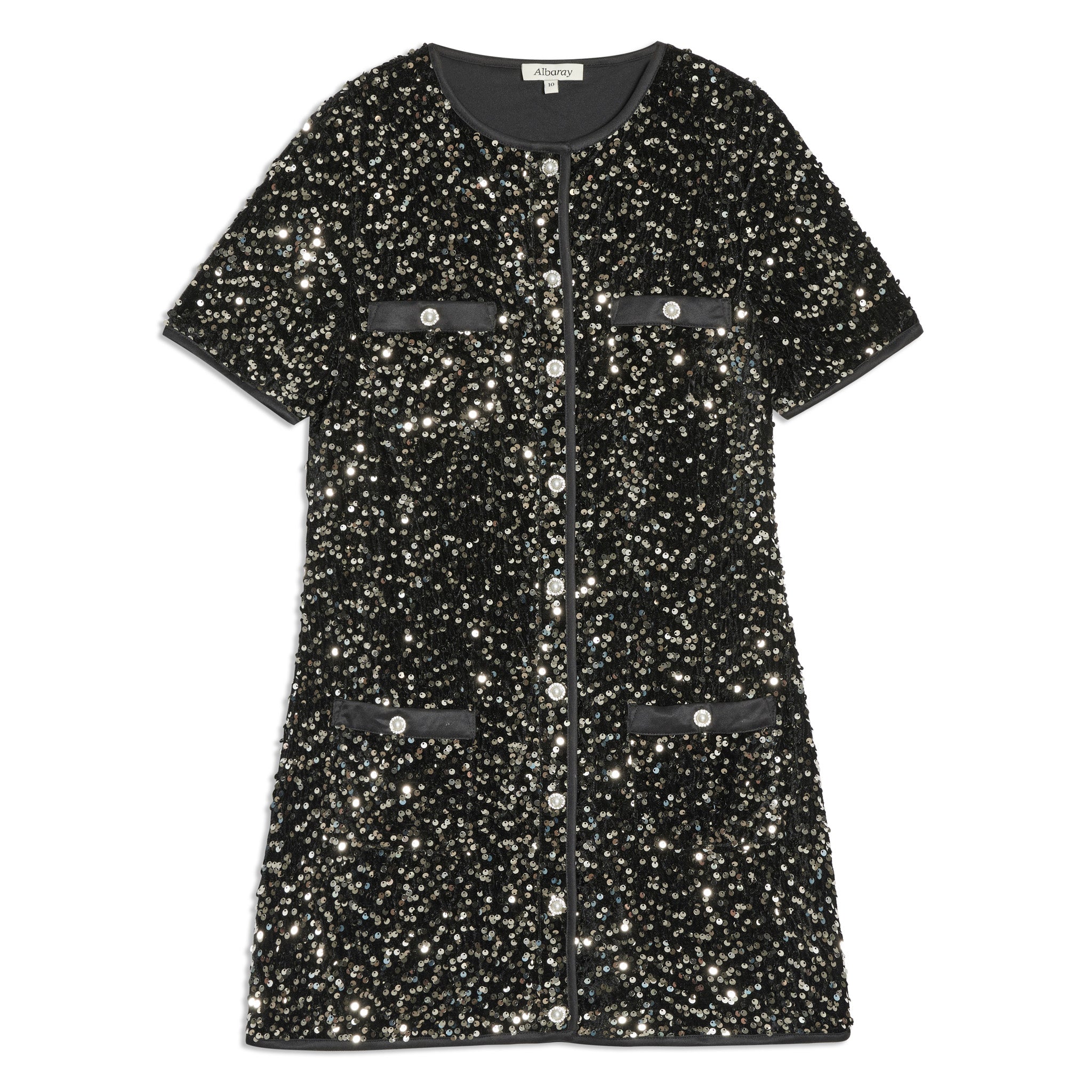 Velvet Sequin Pocket Dress