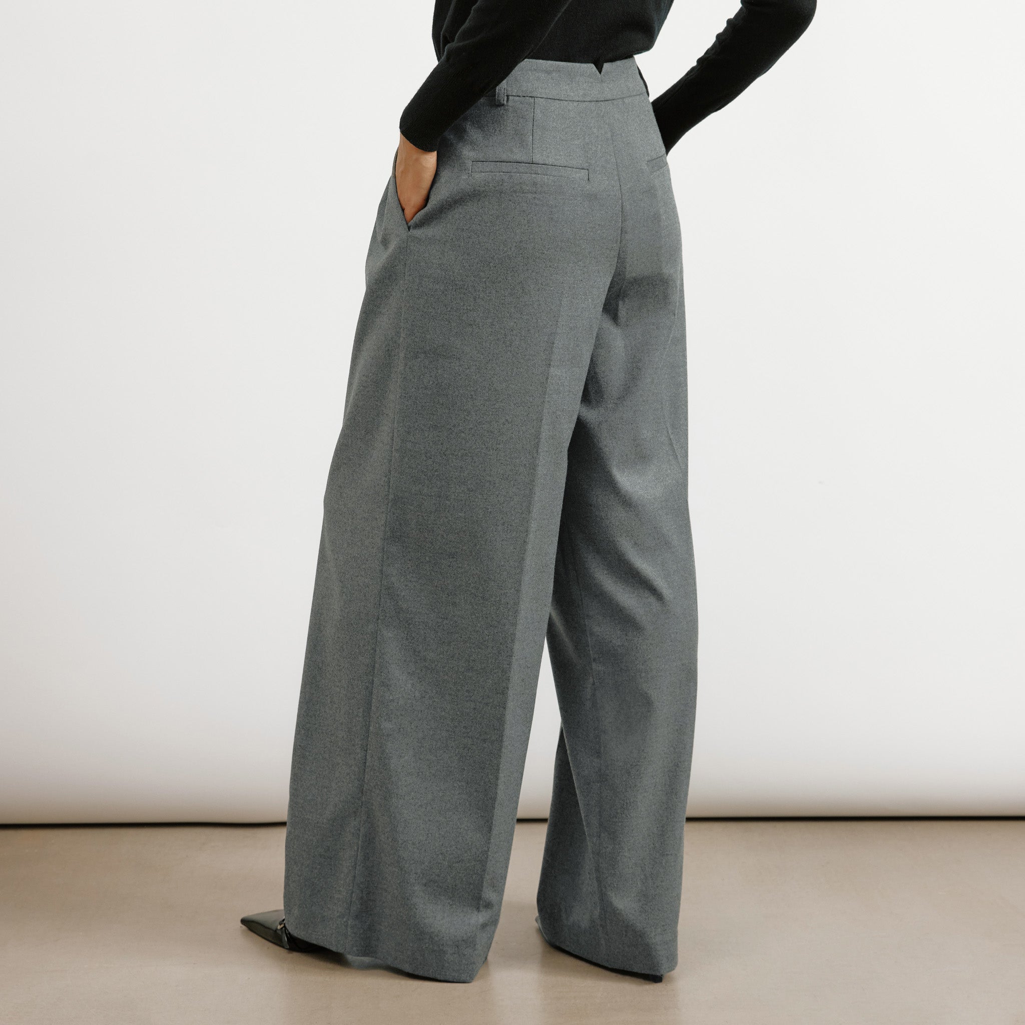 Grey Flannel Pleat Front Trouser