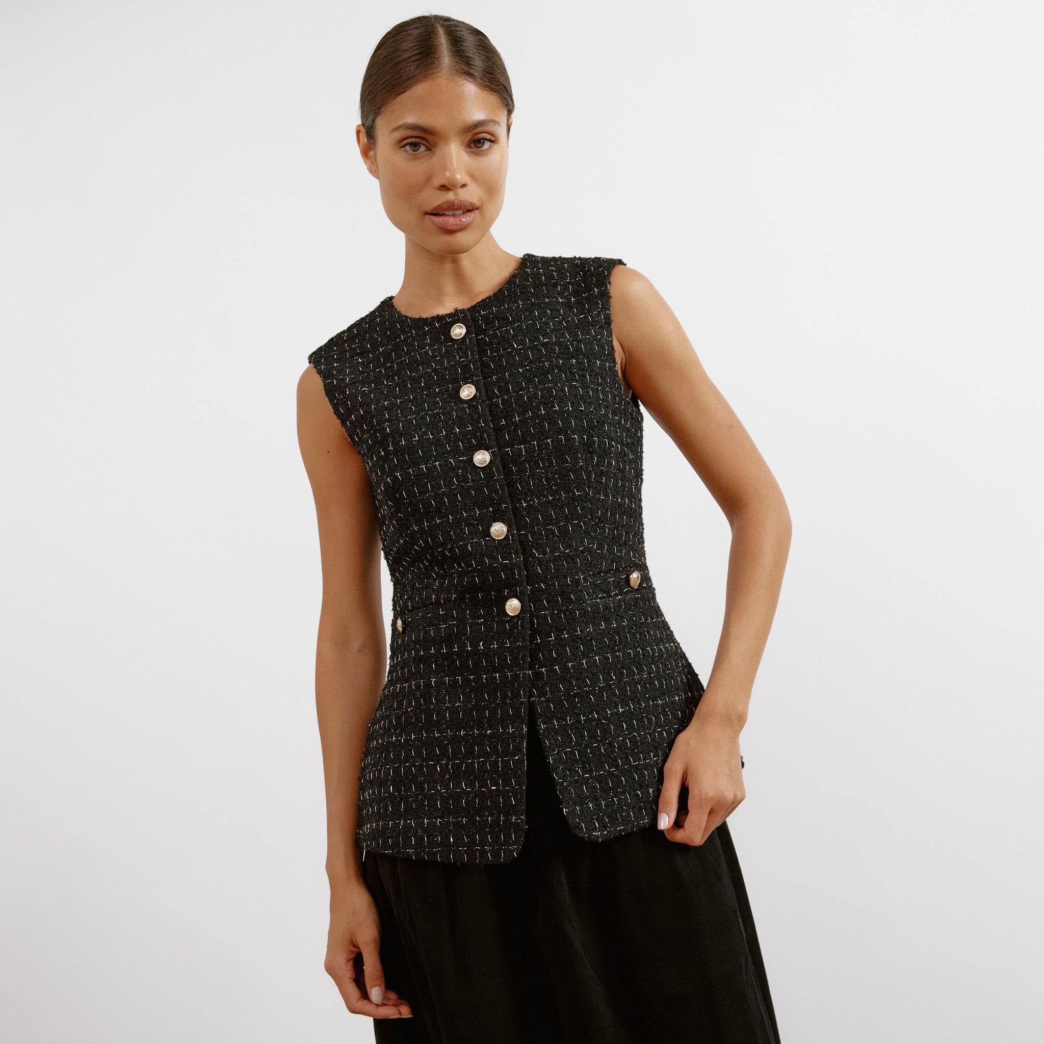 Black and Gold Tweed Waistcoat