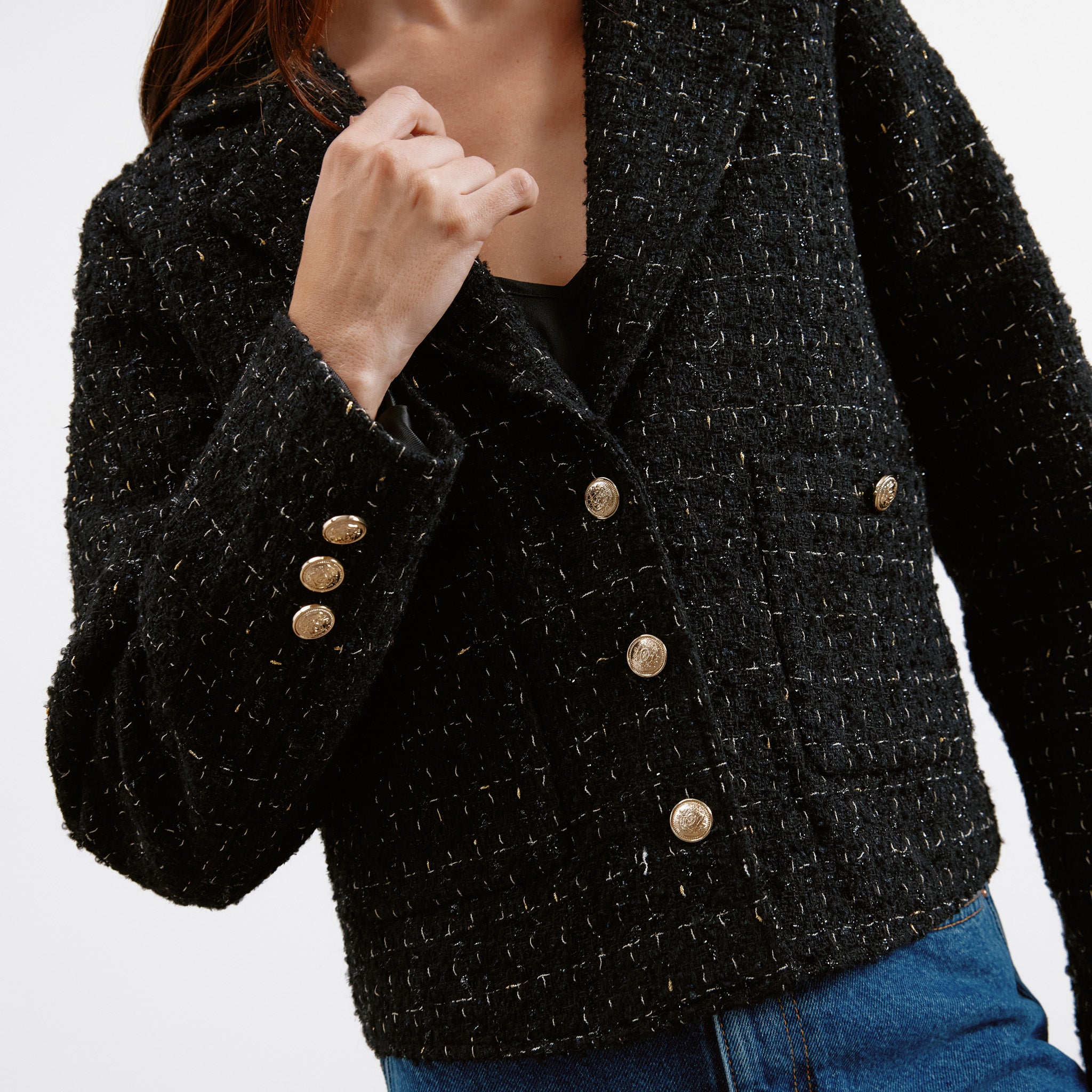 Black and Gold Tweed Jacket