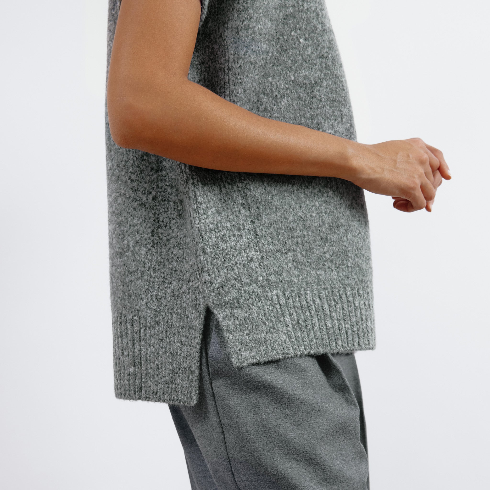 Grey Funnel Neck Tank Top