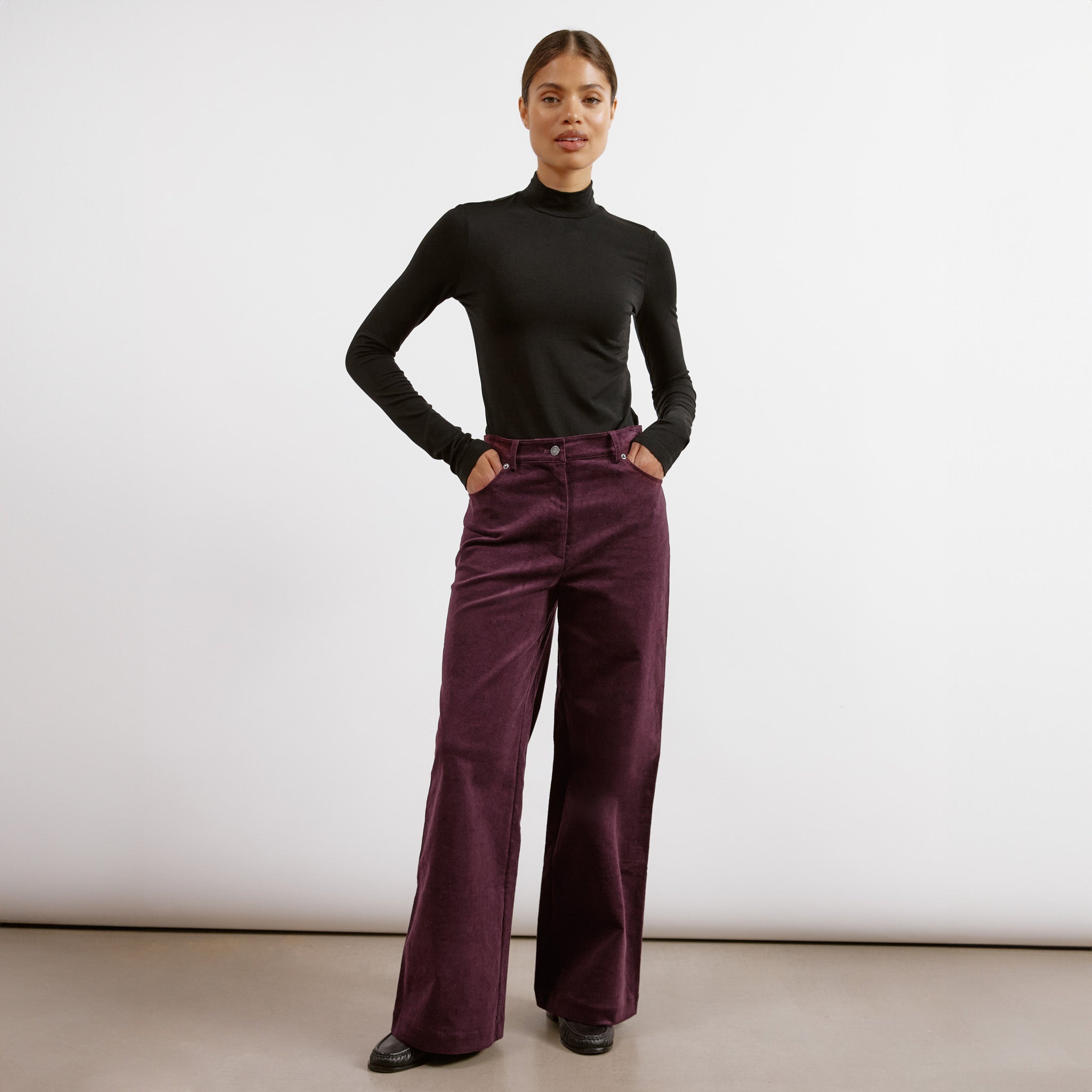 Burgundy Cord Wide Leg Trouser