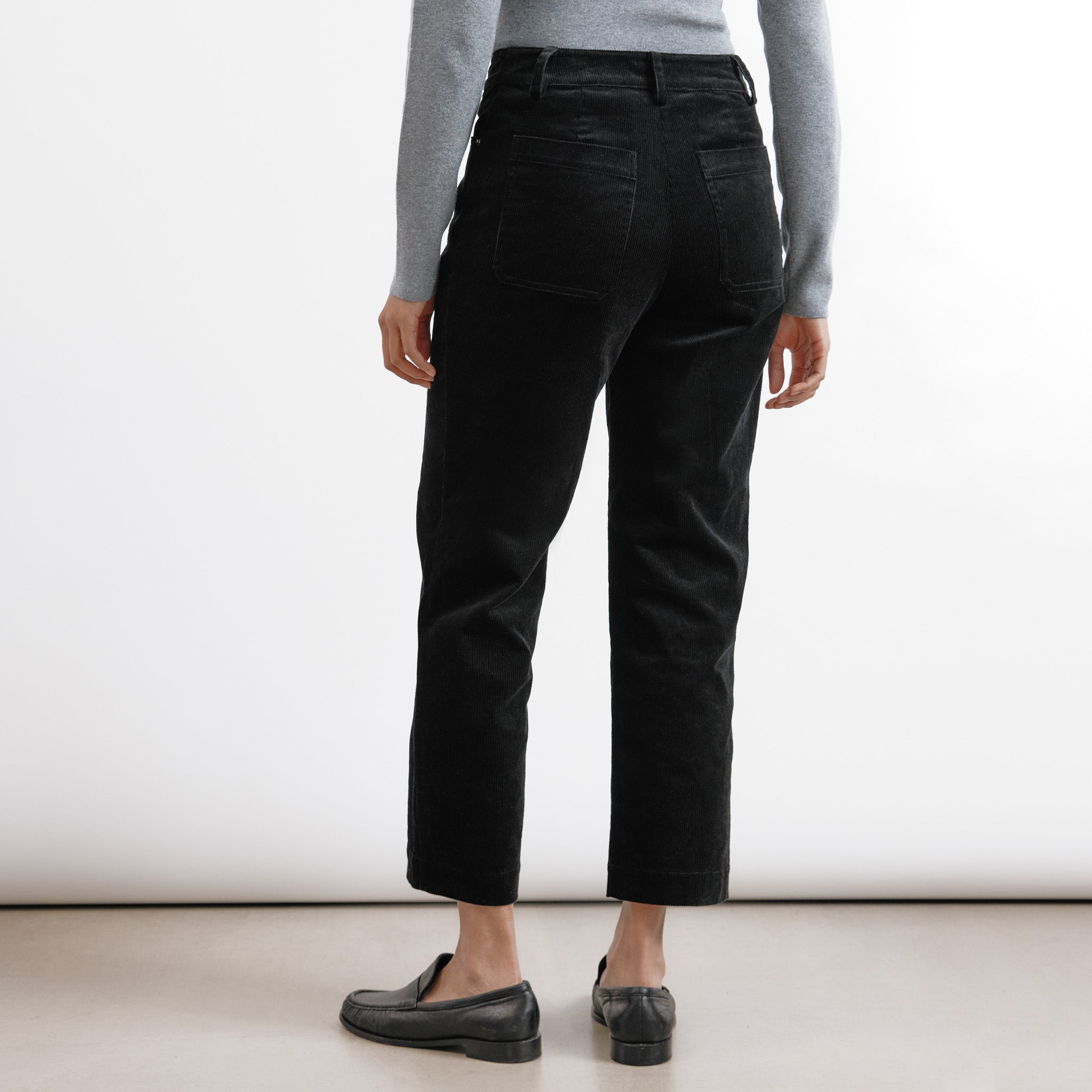 Black Cord Straight Leg Trousers