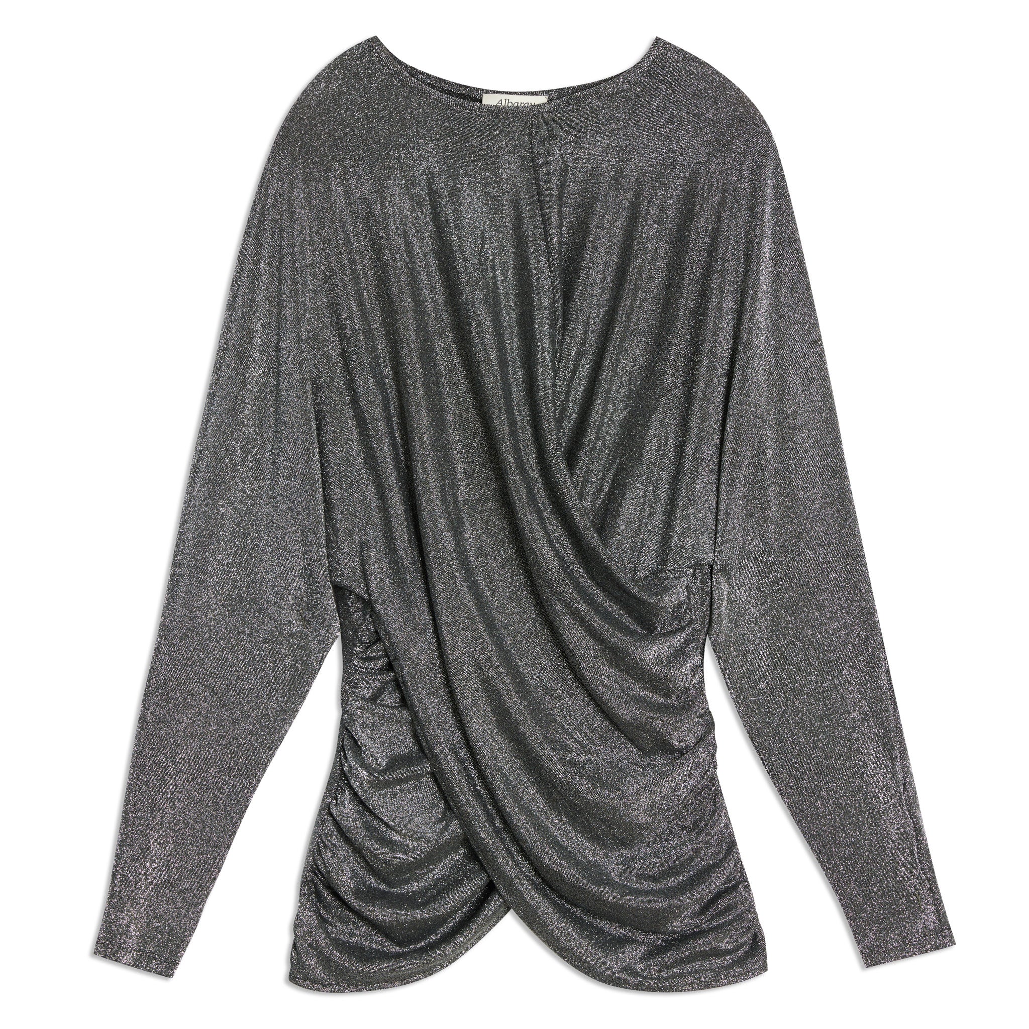 Silver Glitter Drape Top