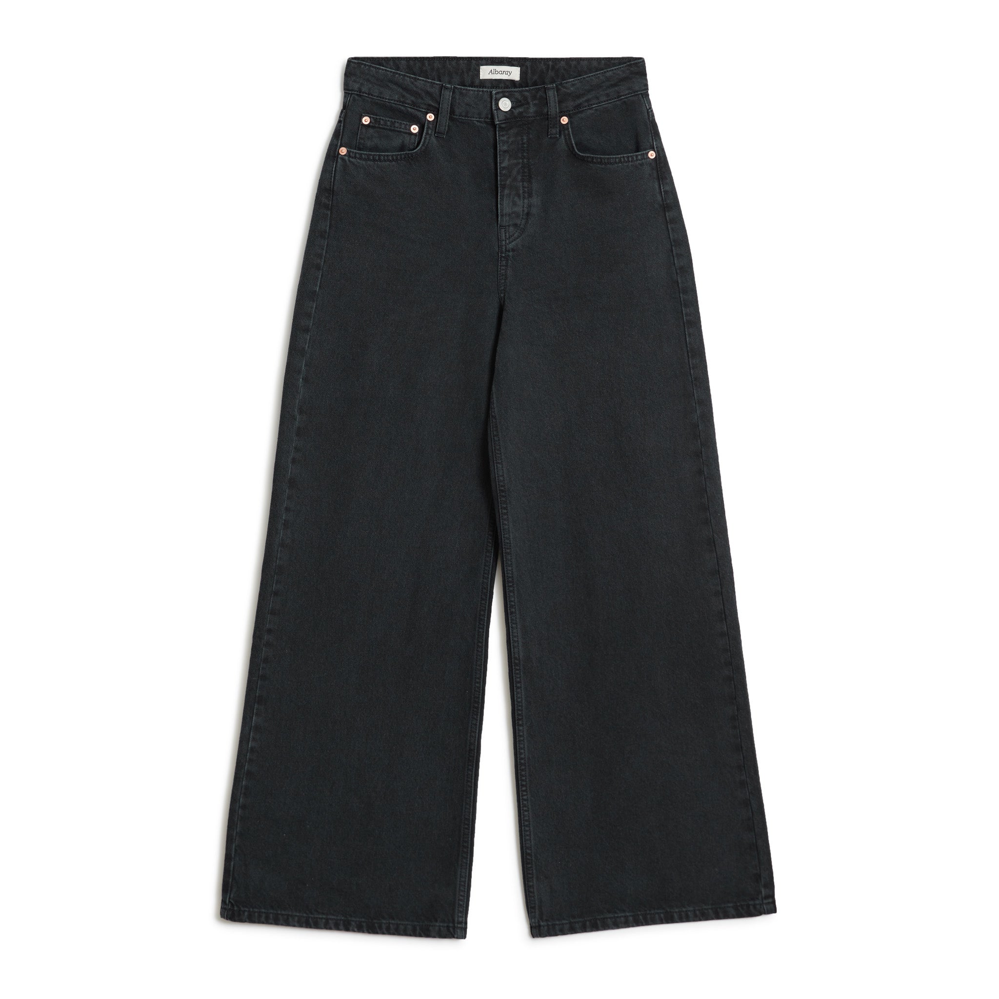 Black Full Length Wide Leg Jeans