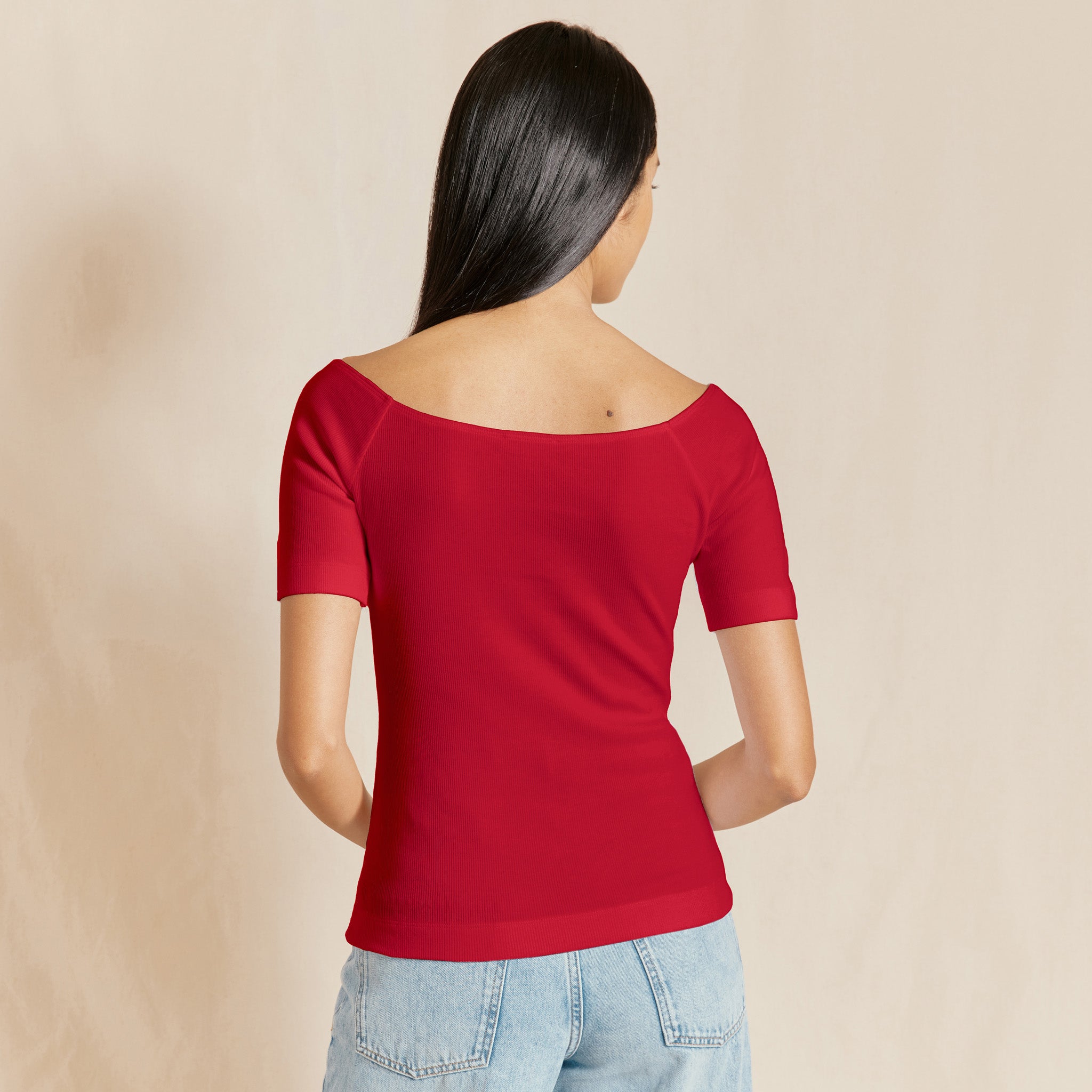 Red Bardot Top