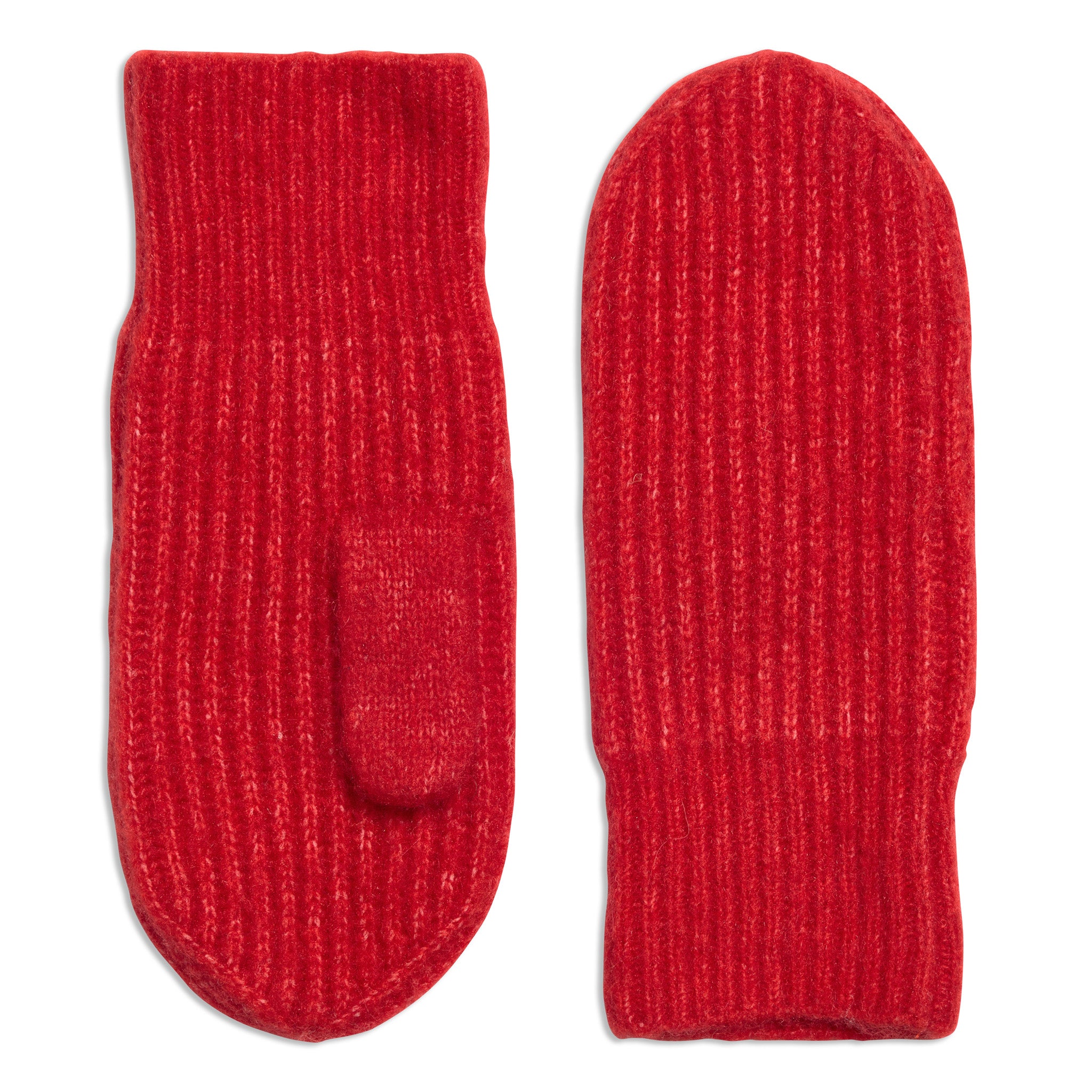 Wool Blend Red Knitted Mittens