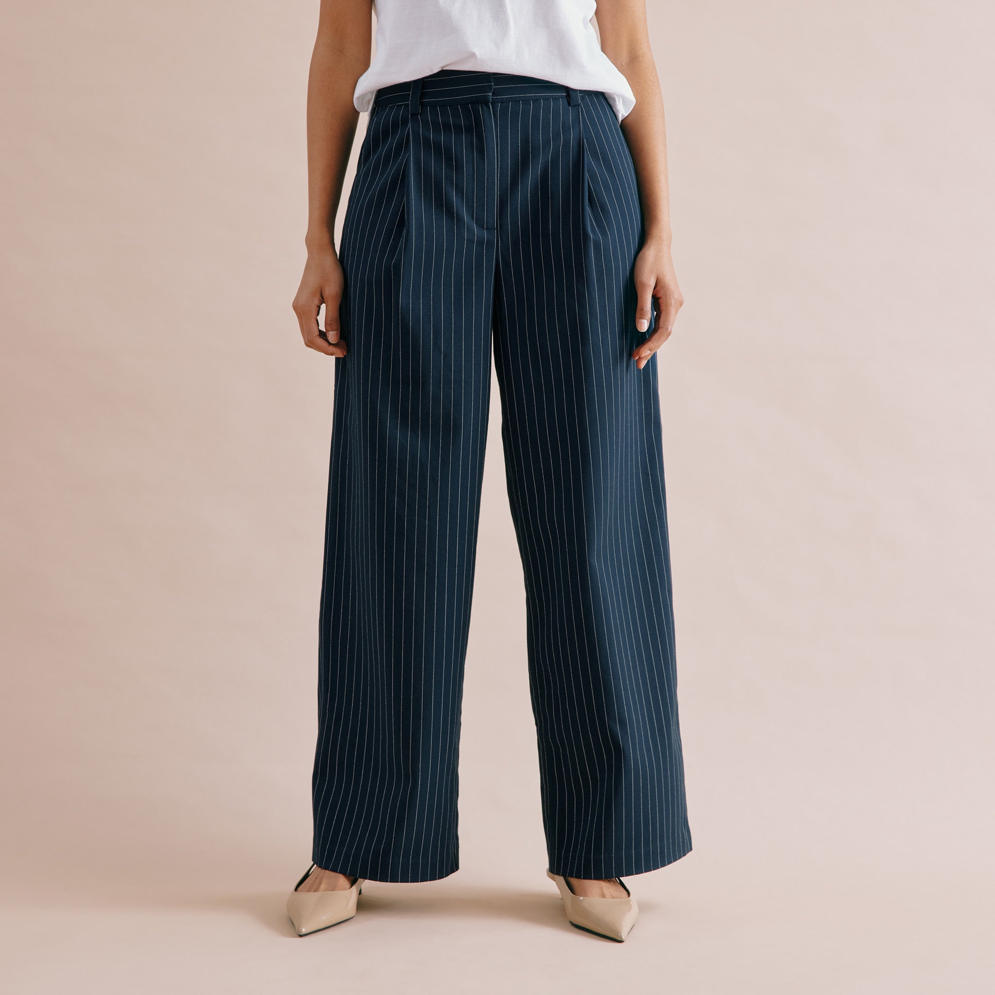 Navy Pinstripe Trouser