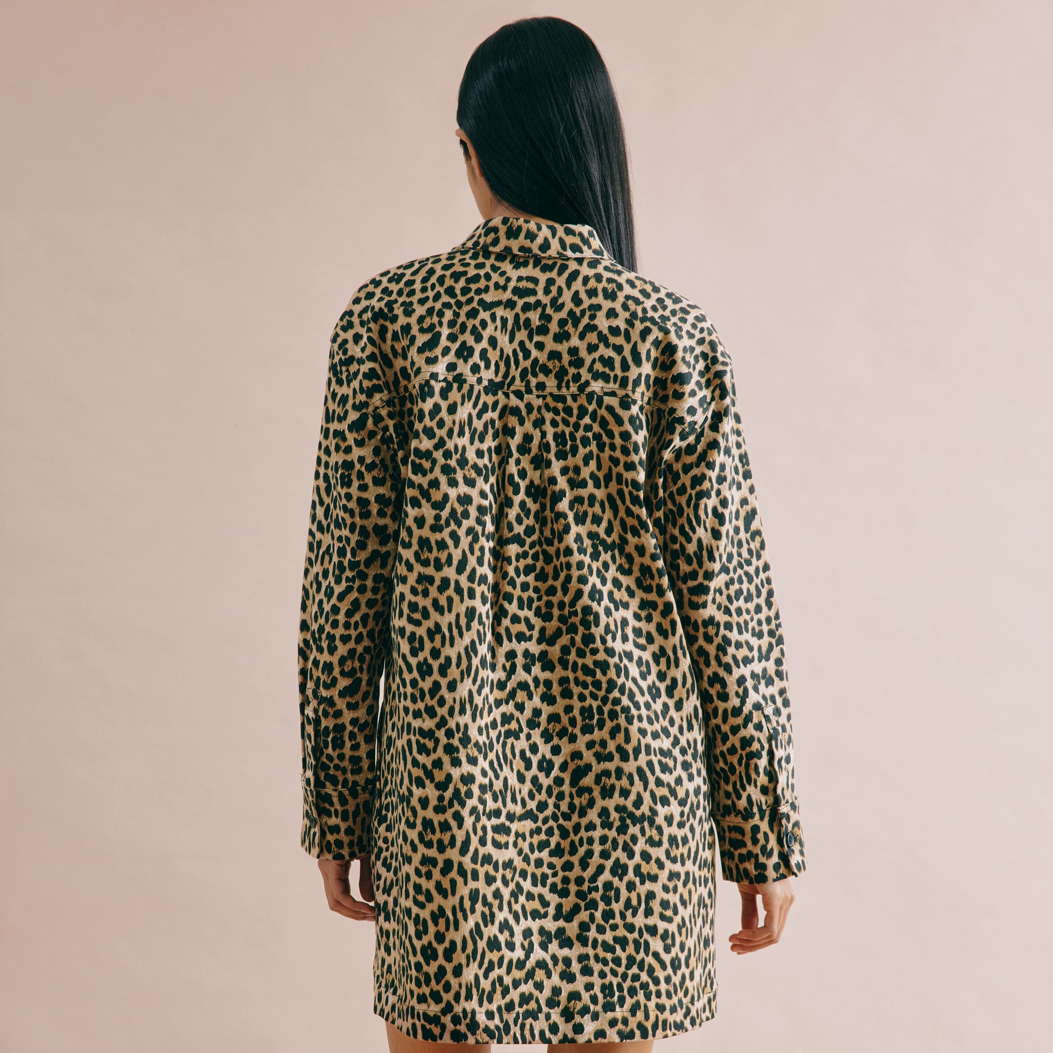 Animal Print Twill Shirt Dress