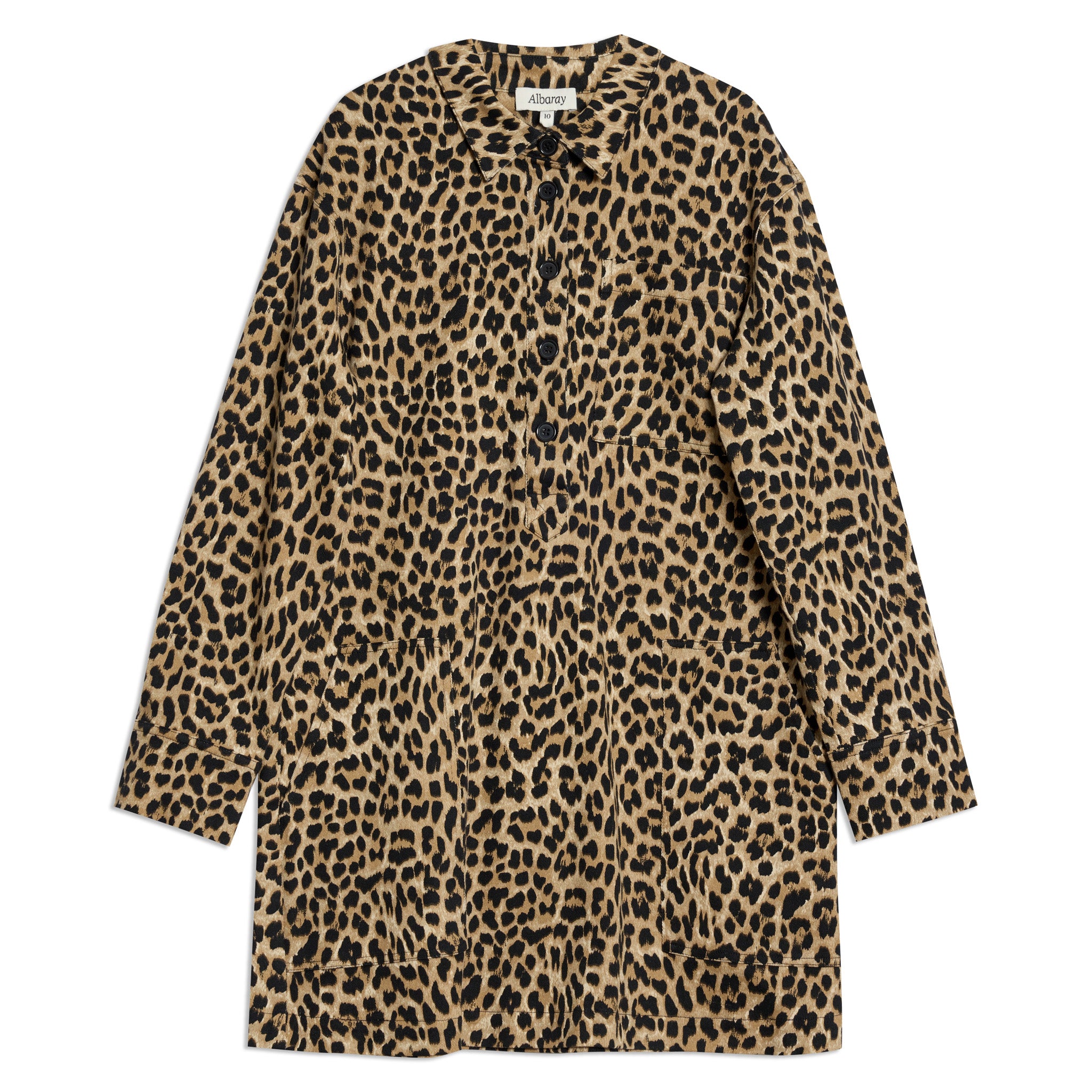 Animal Print Twill Shirt Dress