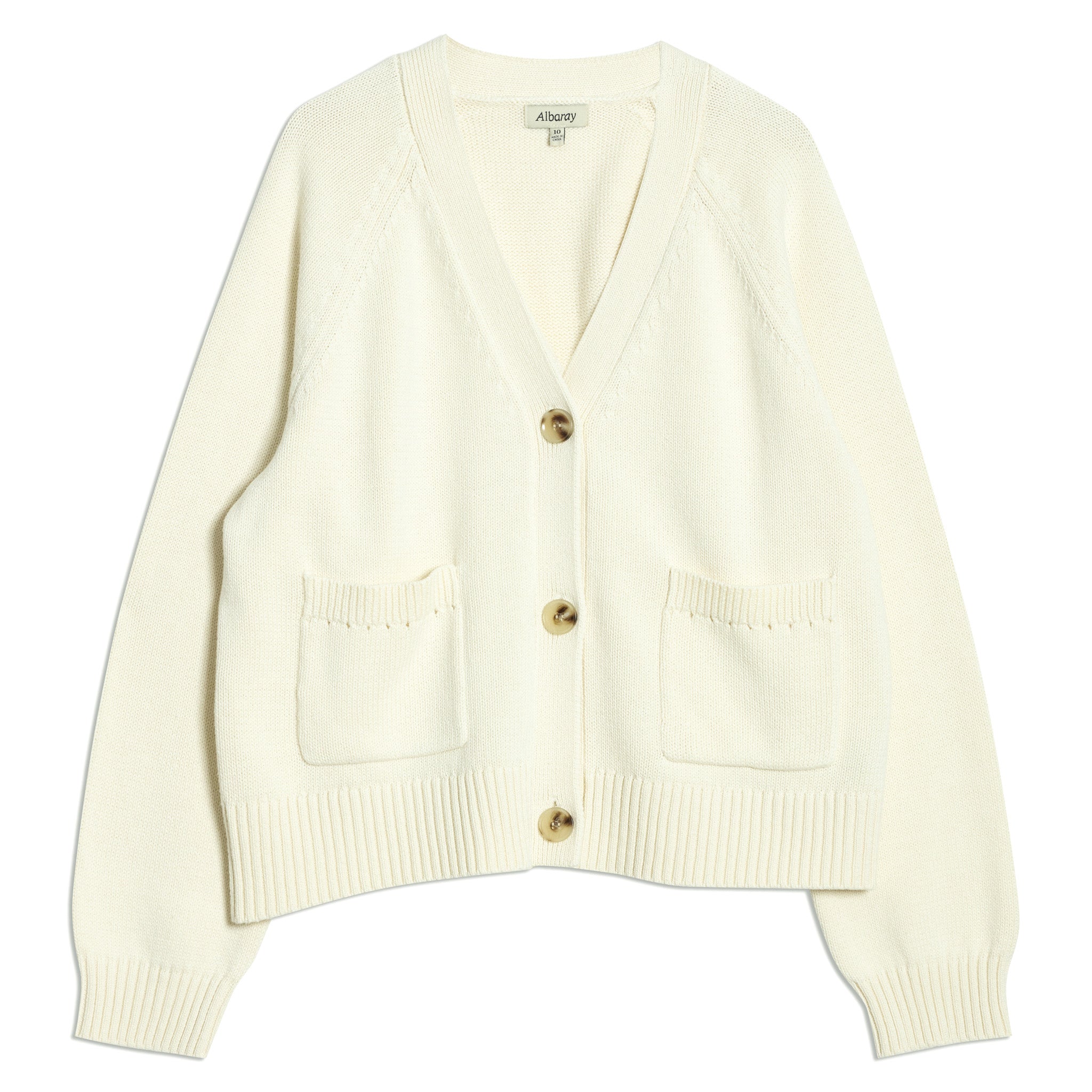 Cream Relaxed V Neck Cardigan