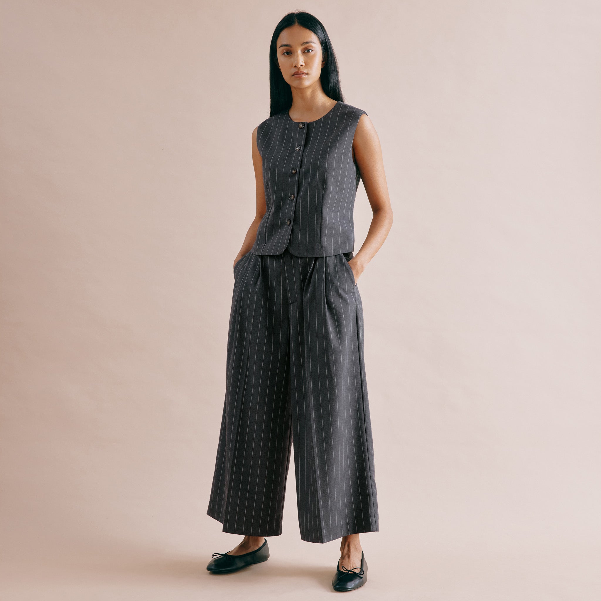 Grey Pinstripe Culotte