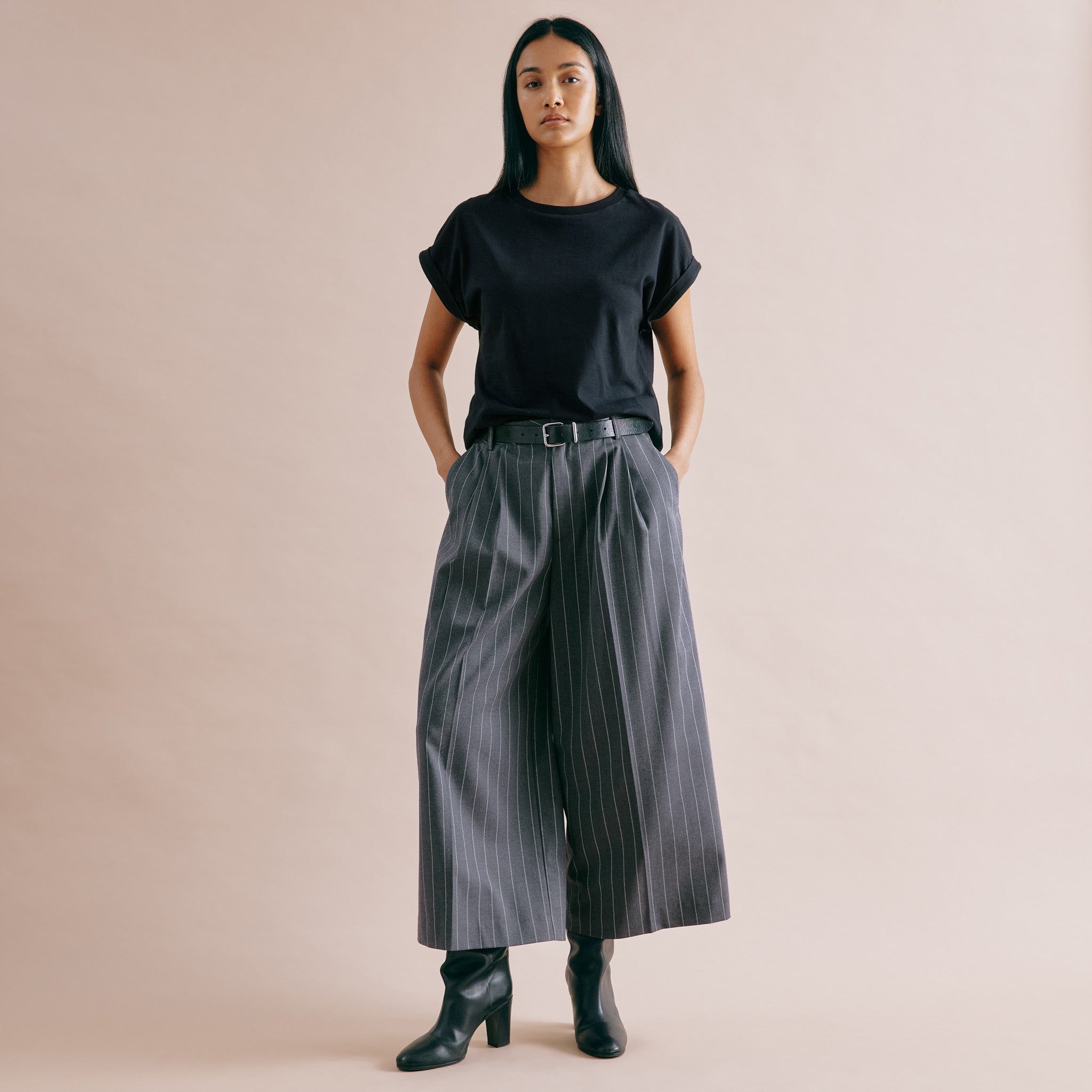 Grey Pinstripe Culotte