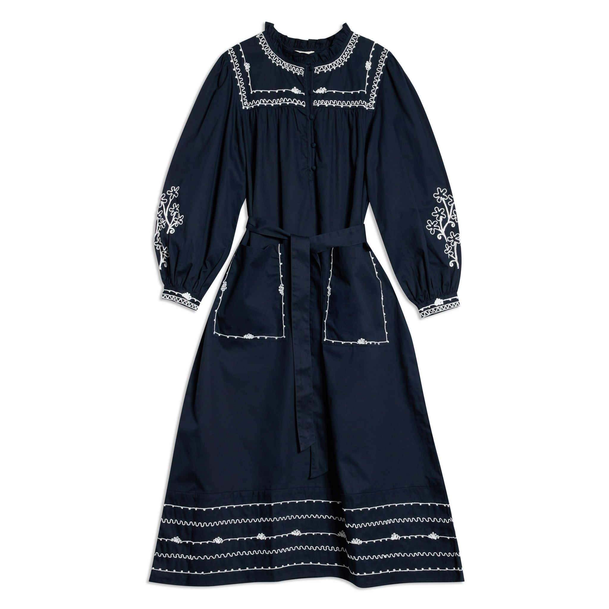 Navy Embroidered Dress