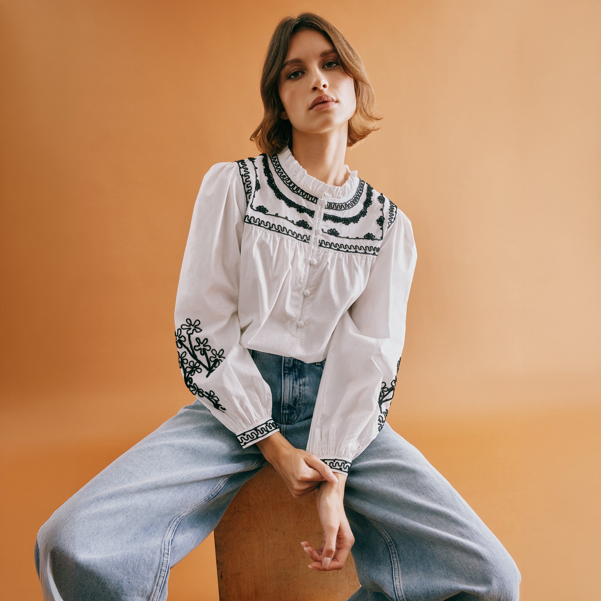 White Embroidered Blouse