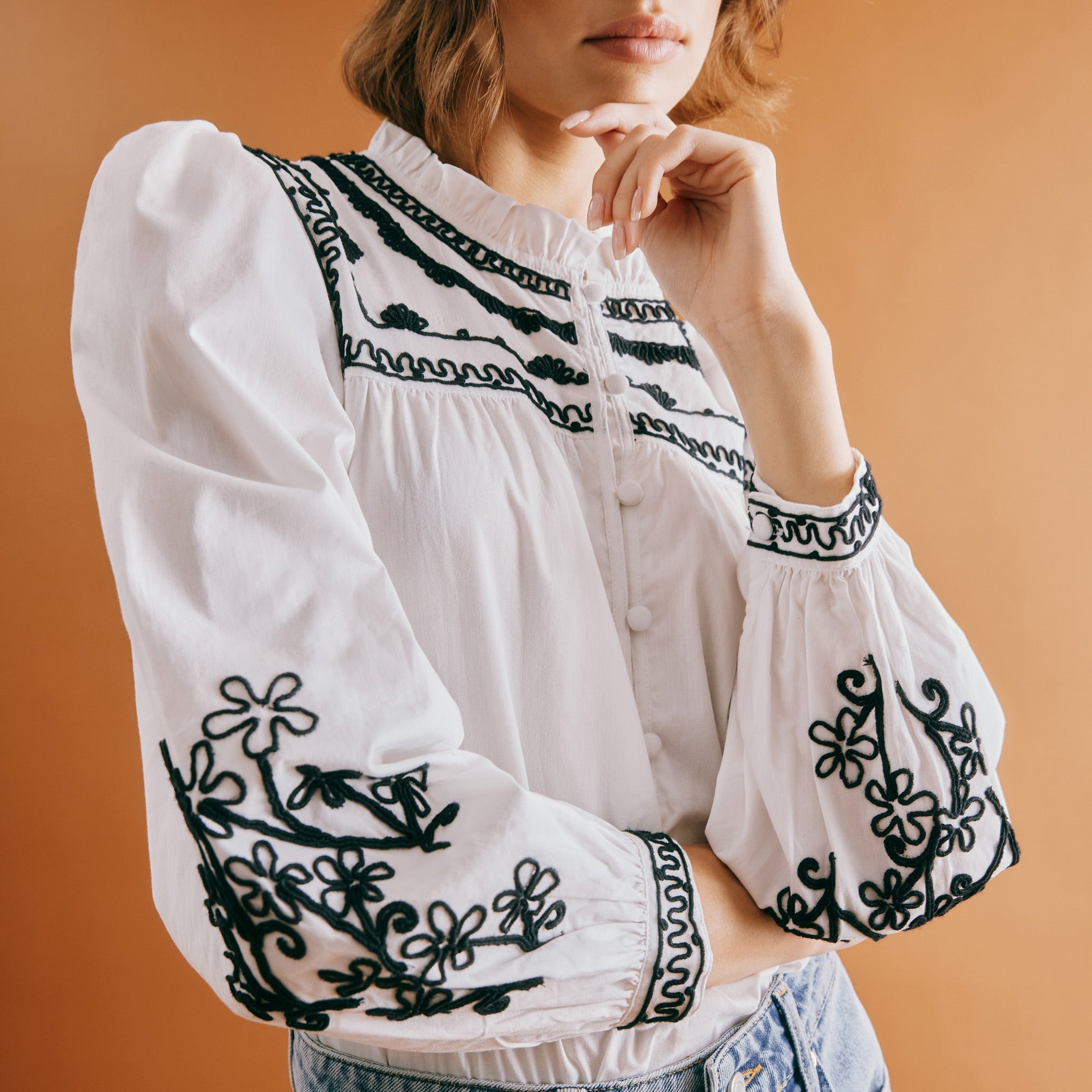 White Embroidered Blouse